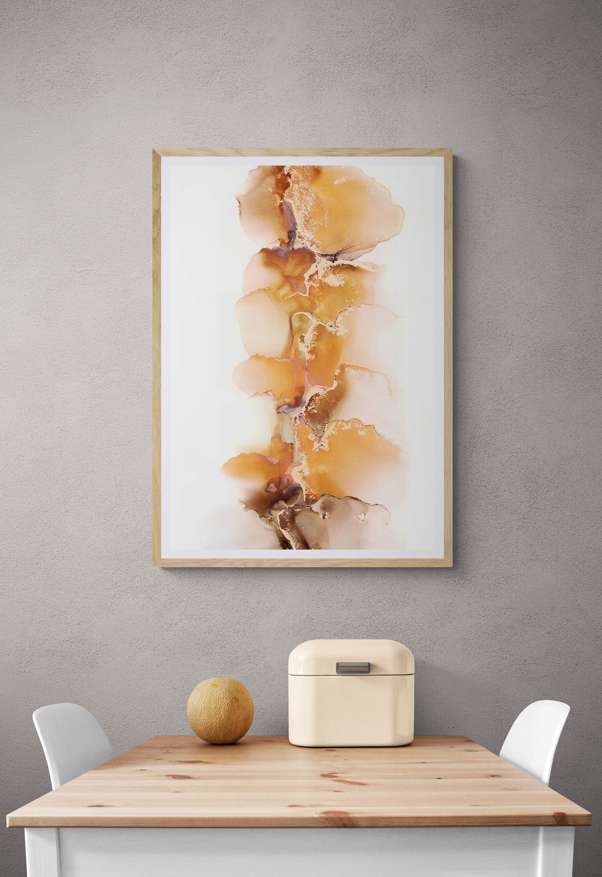 Autumn  Glimmer, original alcohol ink abstract Art Prints, Minimalist Art Prints, Giclee Premium Prints FOSHE ART