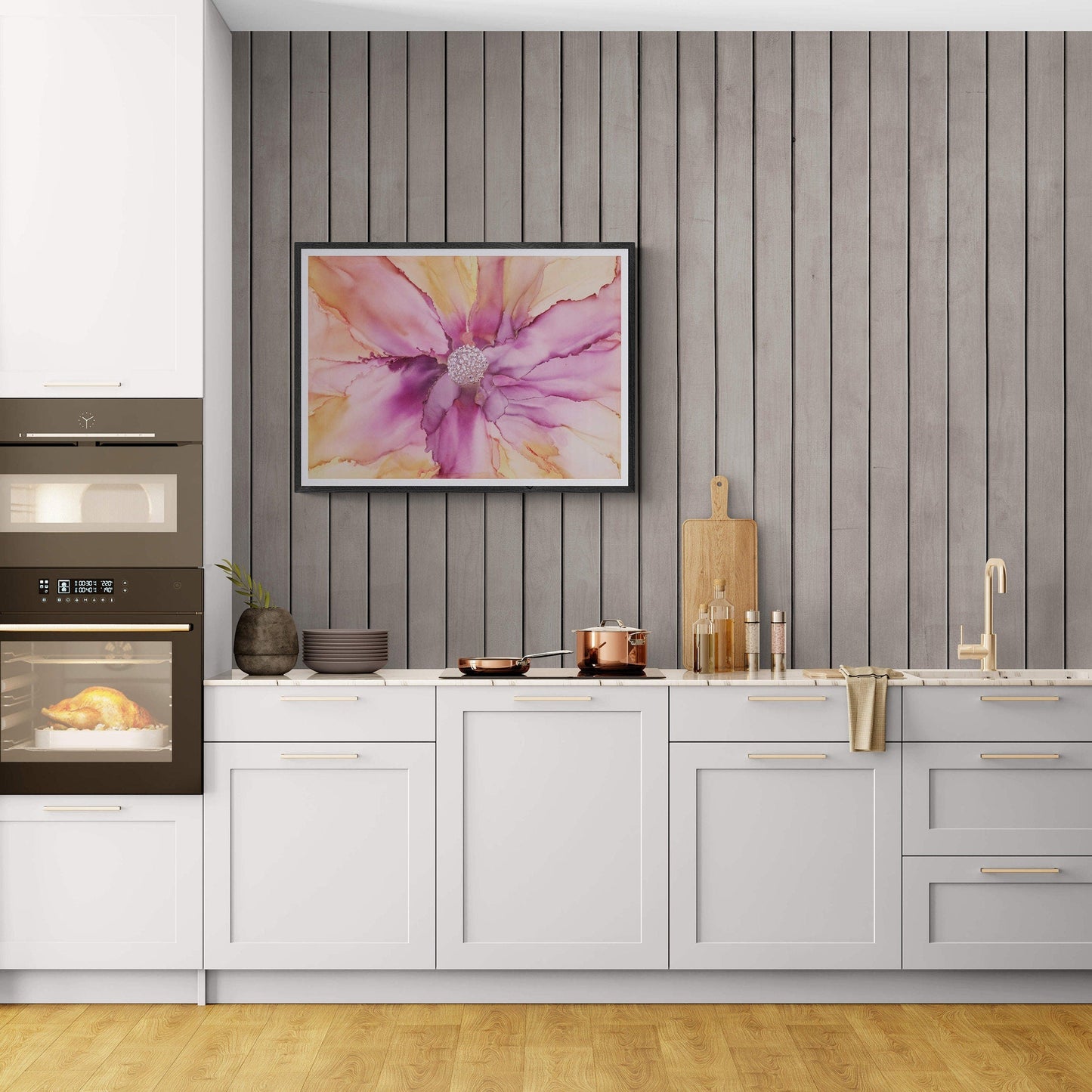 Original Floral Art: "FLORAL LOVE part 1", alcohol ink abstract Art Prints, Minimalist Art Prints, Giclee Premium Prints FOSHE ART