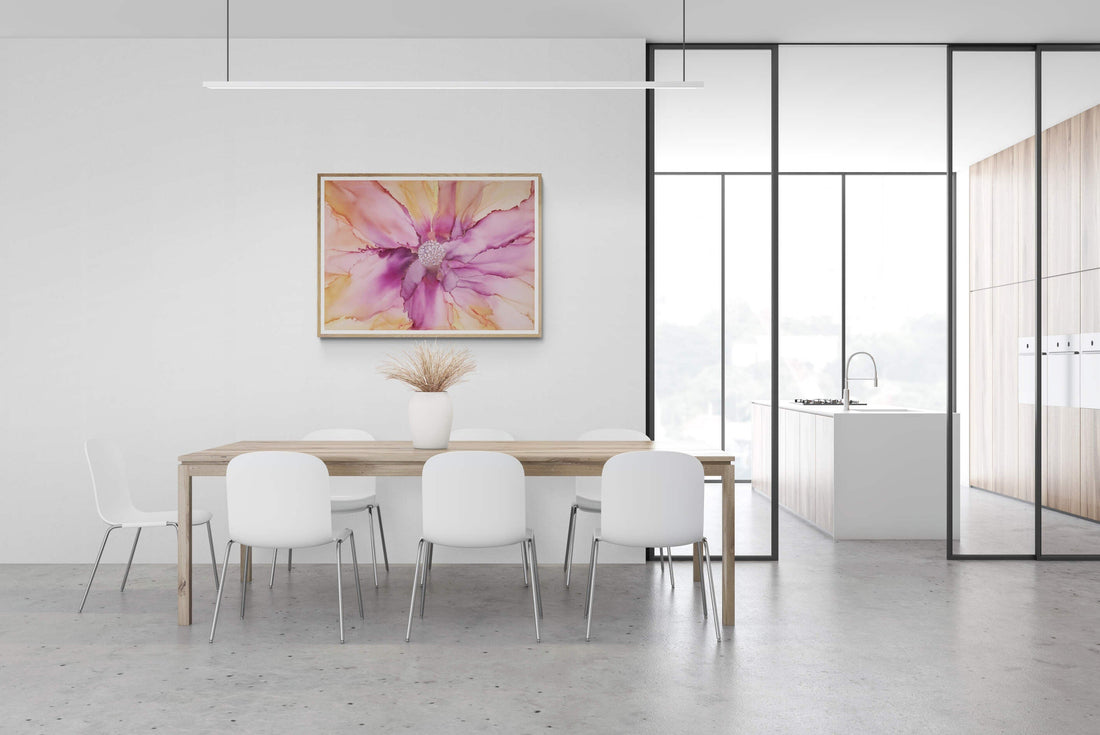 Original Floral Art: "FLORAL LOVE part 1", alcohol ink abstract Art Prints, Minimalist Art Prints, Giclee Premium Prints FOSHE ART