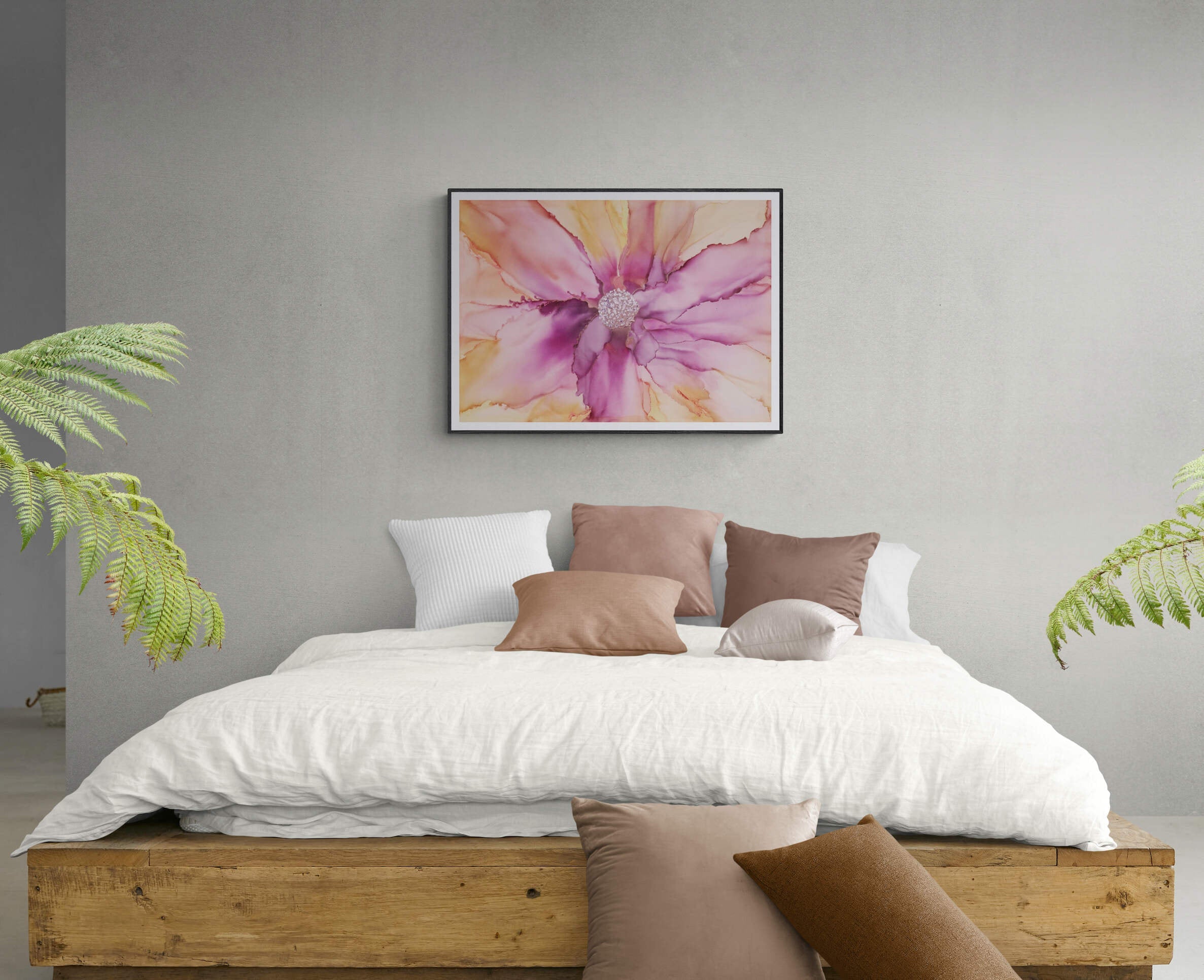 Original Floral Art: "FLORAL LOVE part 1", alcohol ink abstract Art Prints, Minimalist Art Prints, Giclee Premium Prints FOSHE ART