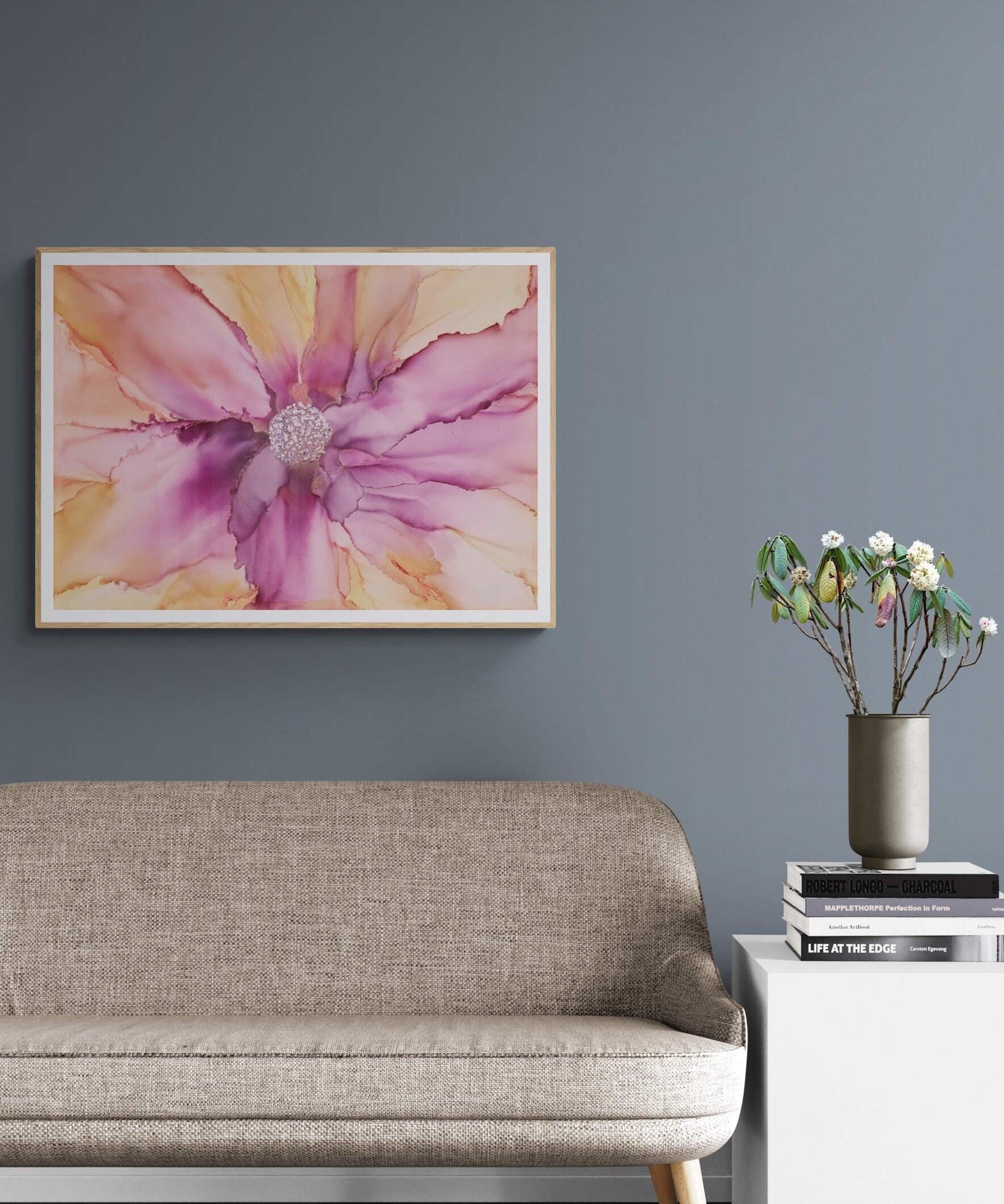 Original Floral Art: "FLORAL LOVE part 1", alcohol ink abstract Art Prints, Minimalist Art Prints, Giclee Premium Prints FOSHE ART