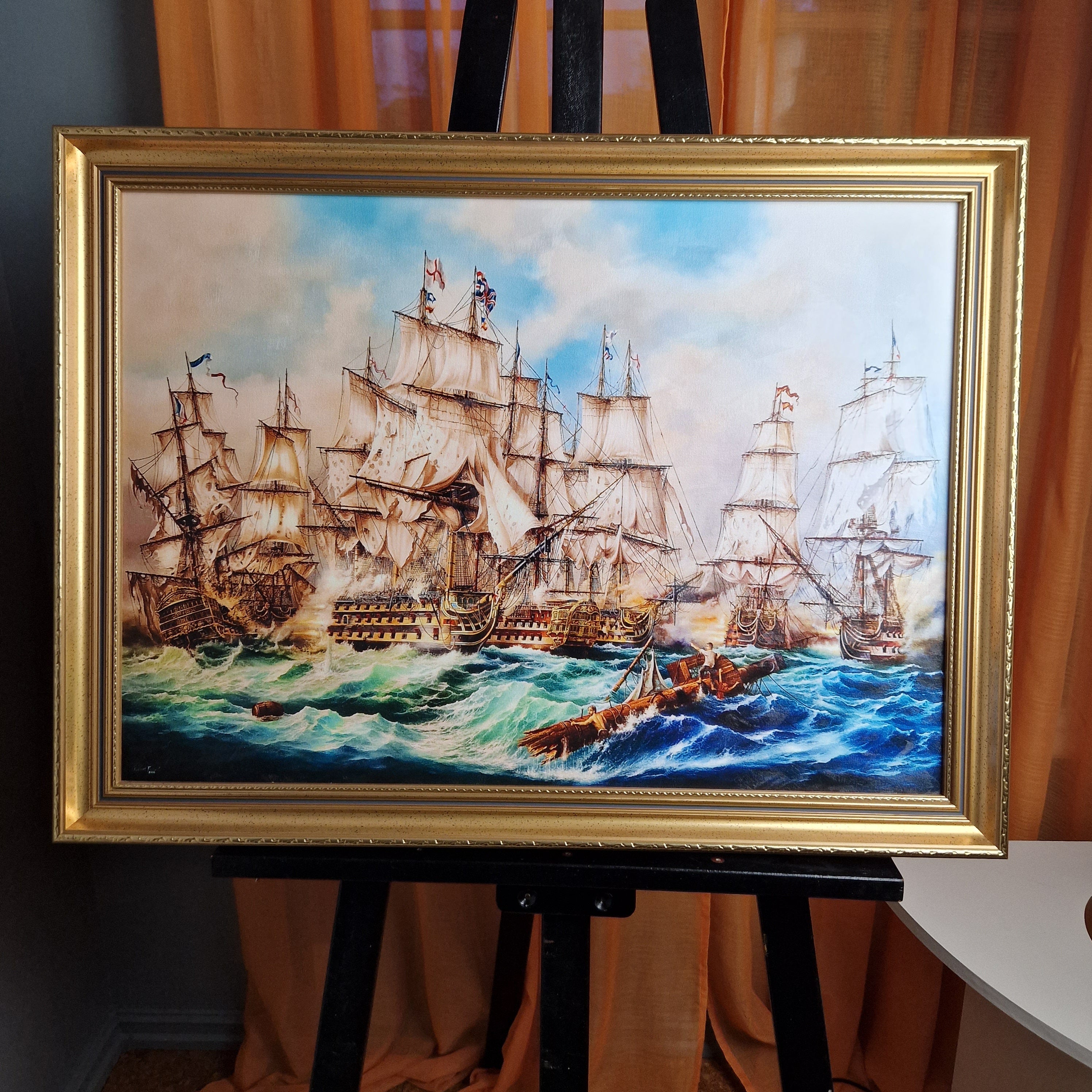 BATTLE of TRAFALGAR | HMS Victory Ship | Tall ship decoration | Giclée canvas print of original oil painting by Robert Zietara