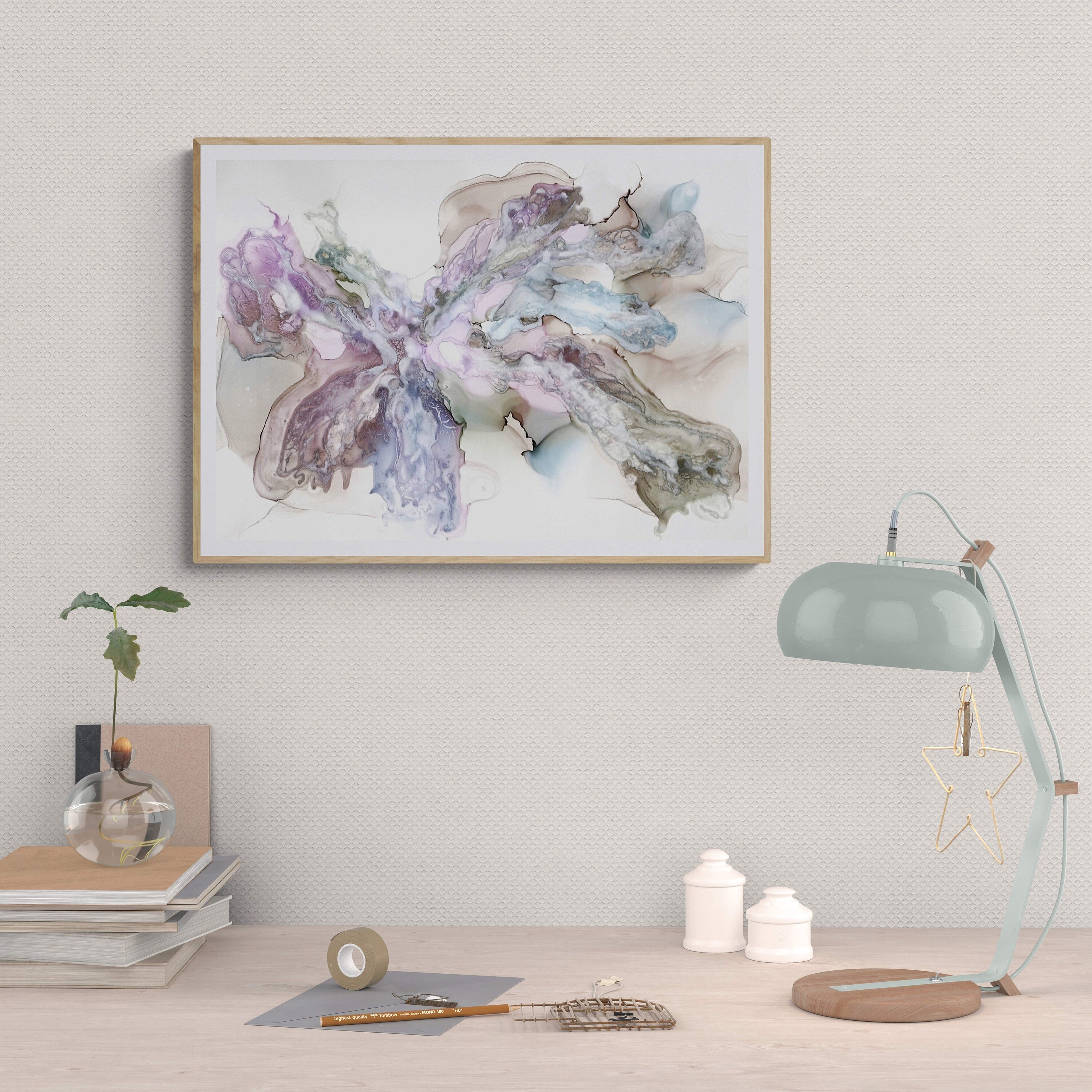 Serene Embrace 2, original alcohol ink abstract Art Prints, Minimalist Art Prints, Giclee Premium Prints FOSHE ART