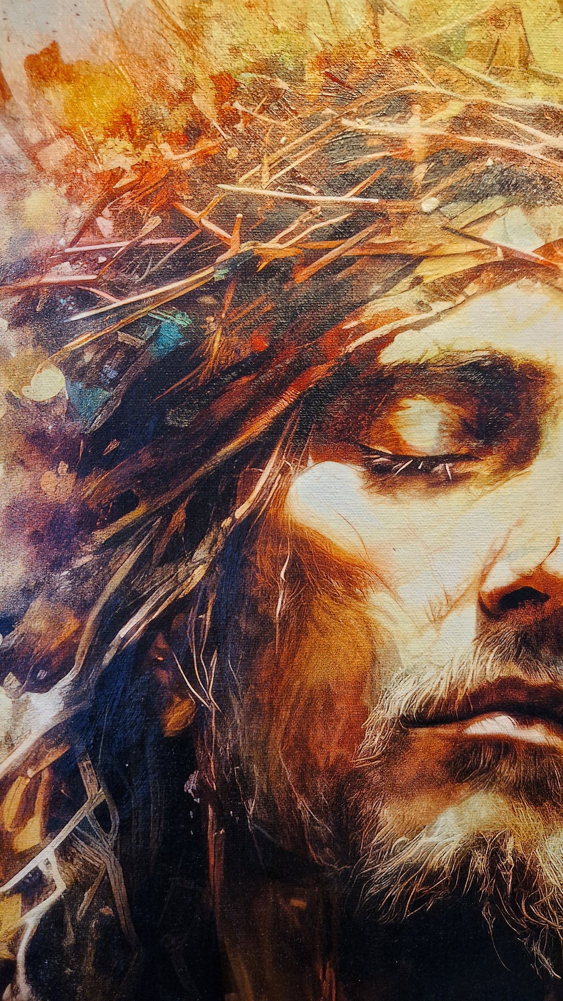 Framed Jesus Canvas Print – Handcrafted Christian Art, Divine Grace FOSHE ART