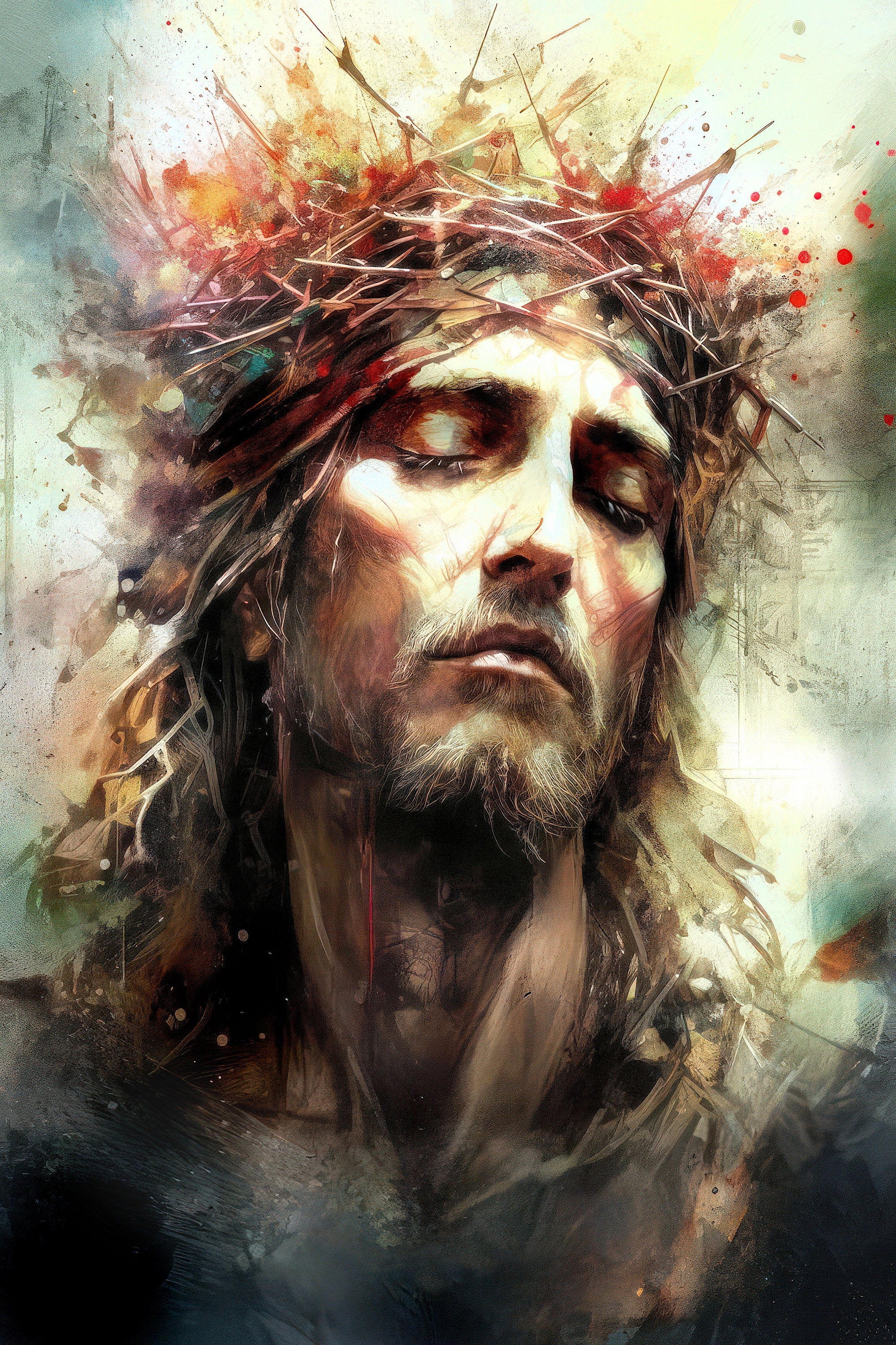 Divine Grace - Handcrafted Jesus Canvas Premium Print framed, Christian Art Print