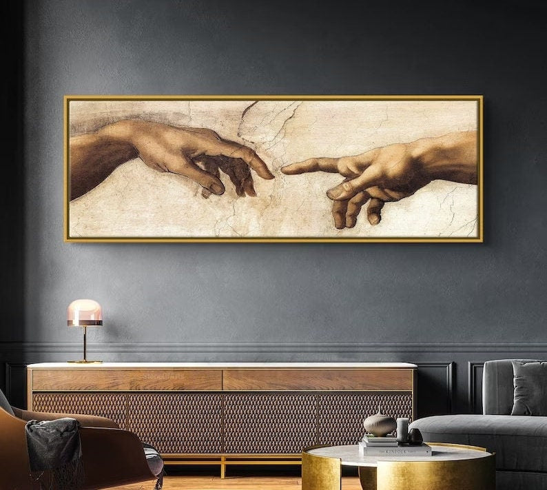 Renaissance Art Painting, Vintage Print, Old Painting, Antique, Christianity Poster, Religious Print, Large Wall Art, The Creation of Adam FOSHE ART
