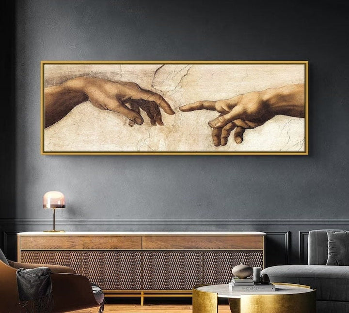 Renaissance Art Painting, Vintage Print, Old Painting, Antique, Christianity Poster, Religious Print, Large Wall Art, The Creation of Adam FOSHE ART