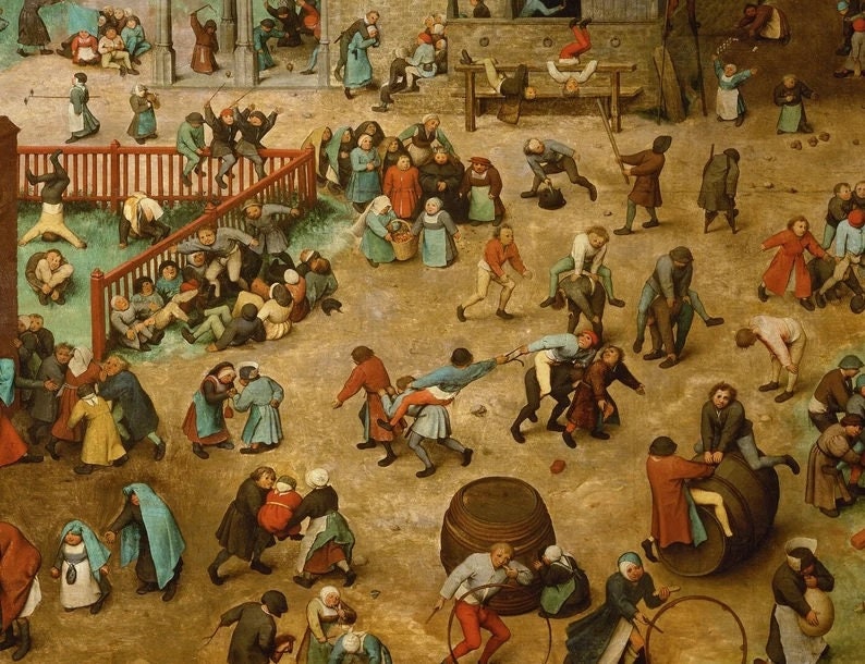 Bruegel Children's Games Print, Renaissance Art, Giclee Canvas or Paper FOSHE ART