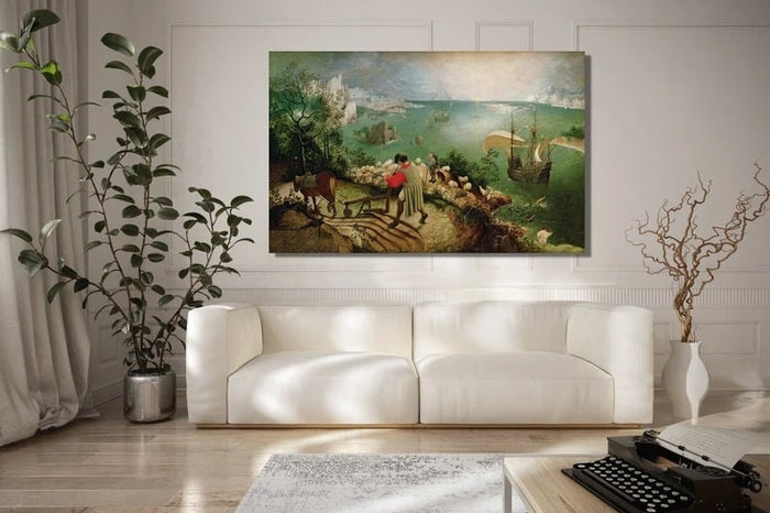 Landscape with Fall of Icarus, Pieter Bruegel, Giclee Art Print, Real art canvas, Heavyweight paper, poster, 3D Hand-Finished Premium Print