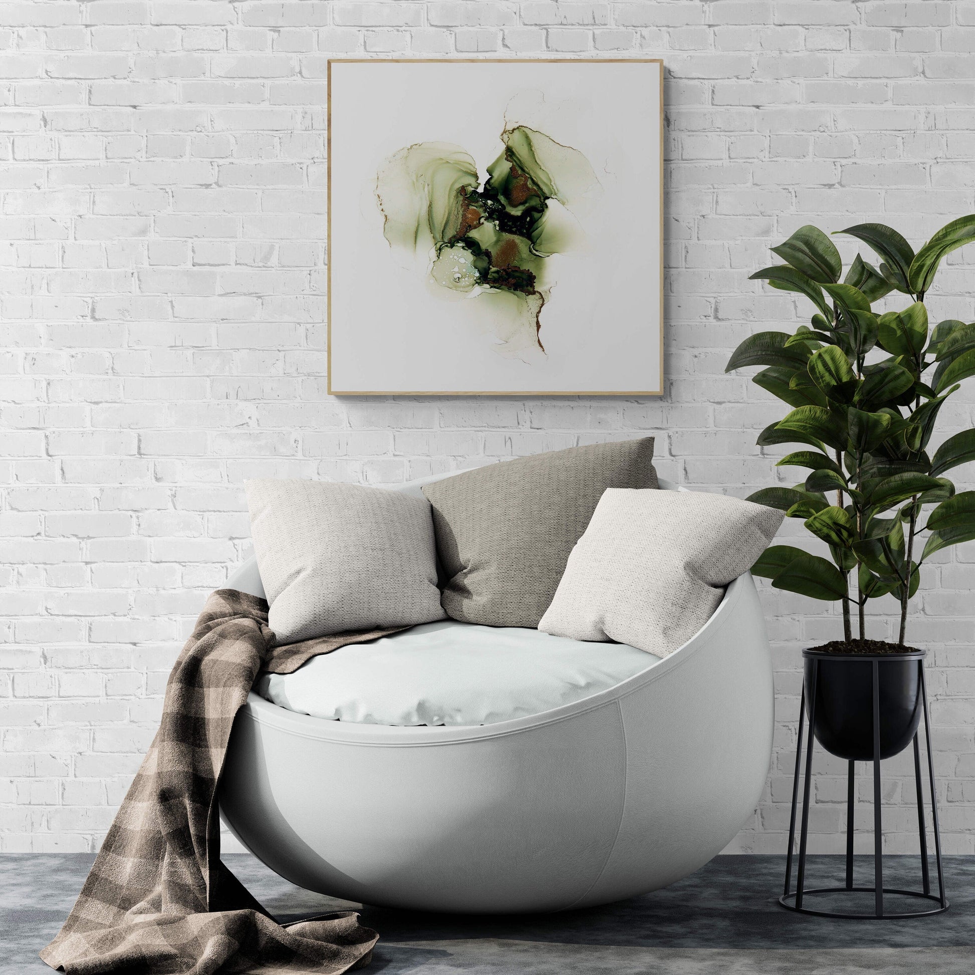 Green Heart, original alcohol ink abstract Art Prints, Heavyweight paper, Minimalist Art Prints, Giclee Premium Prints FOSHE ART