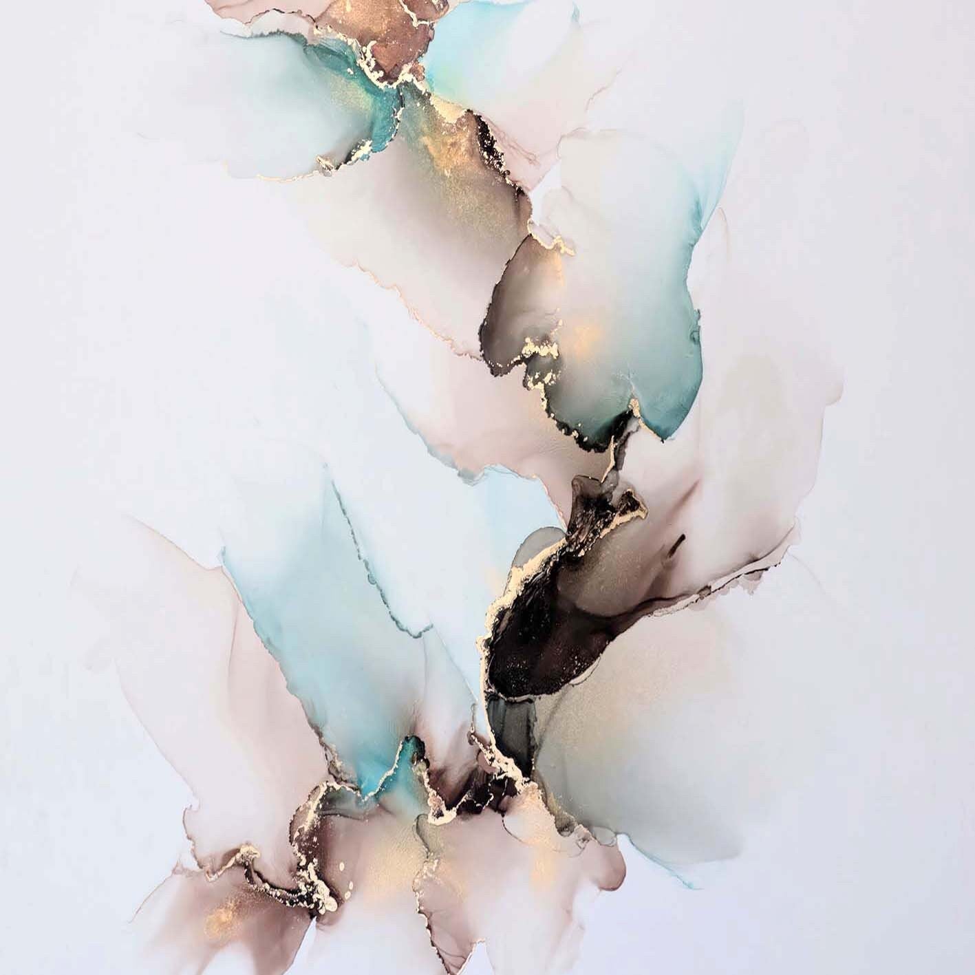 Teal Harmony, original alcohol ink abstract Art Prints, Heavyweight paper, Minimalist Art Prints, Giclee Premium Prints FOSHE ART