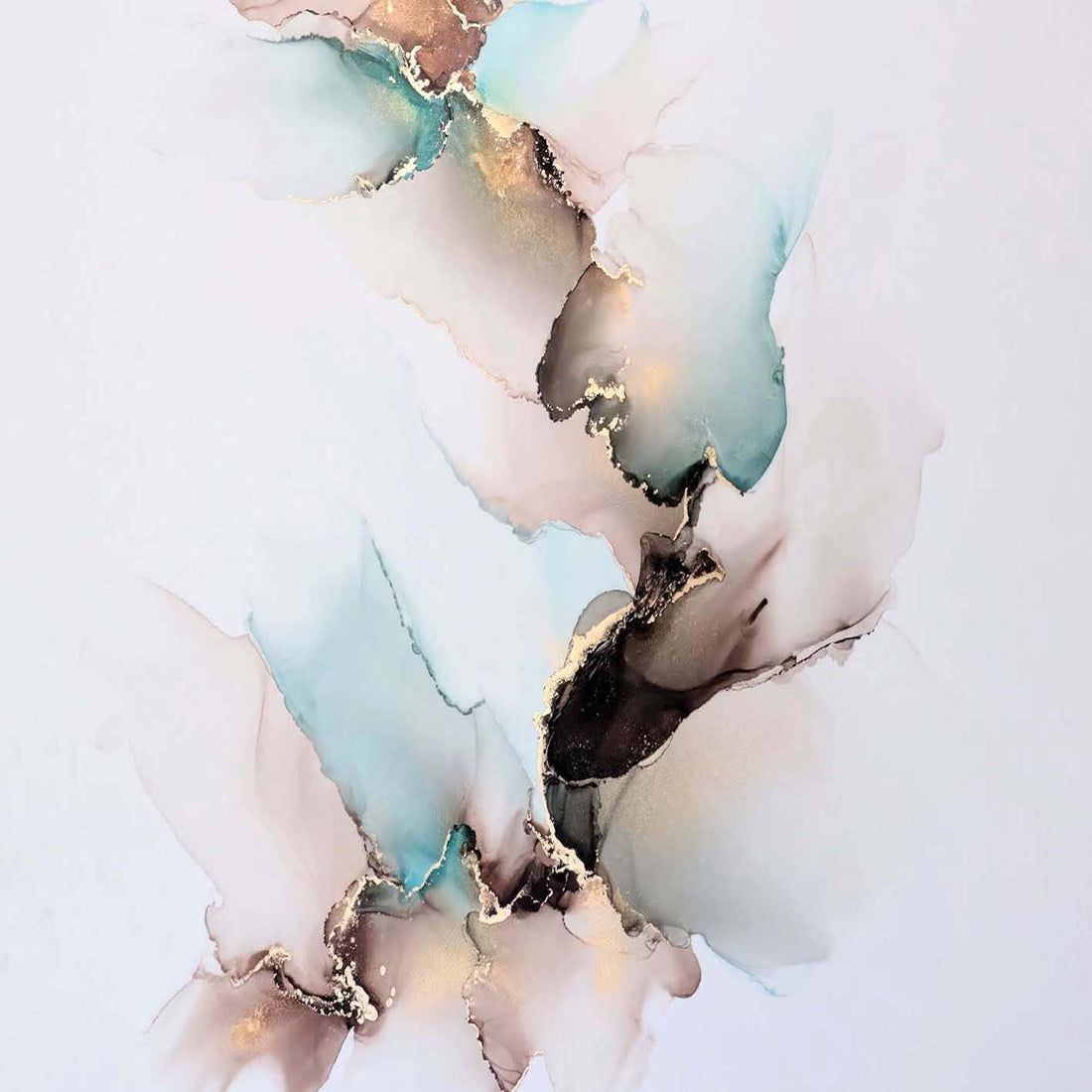 Teal Harmony, original alcohol ink abstract Art Prints, Heavyweight paper, Minimalist Art Prints, Giclee Premium Prints FOSHE ART