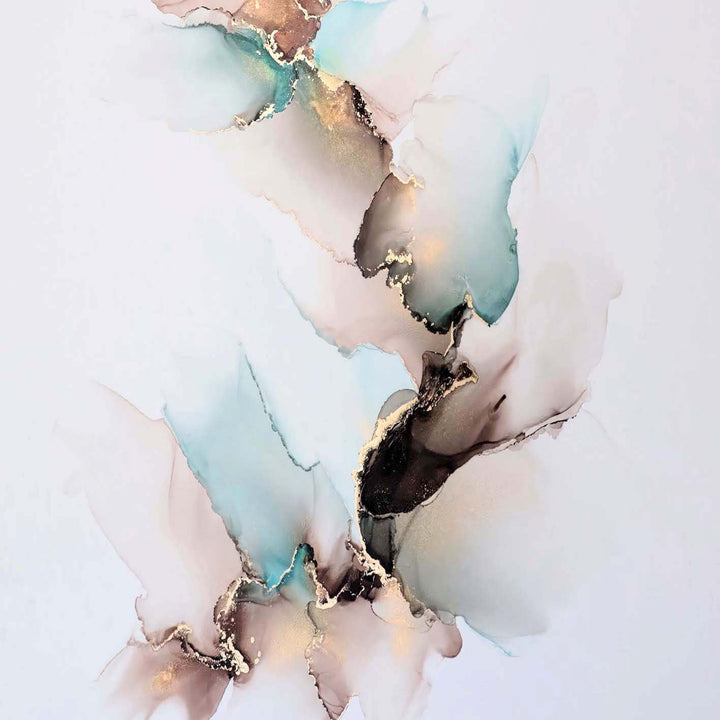 Teal Harmony, original alcohol ink abstract Art Prints, Heavyweight paper, Minimalist Art Prints, Giclee Premium Prints FOSHE ART