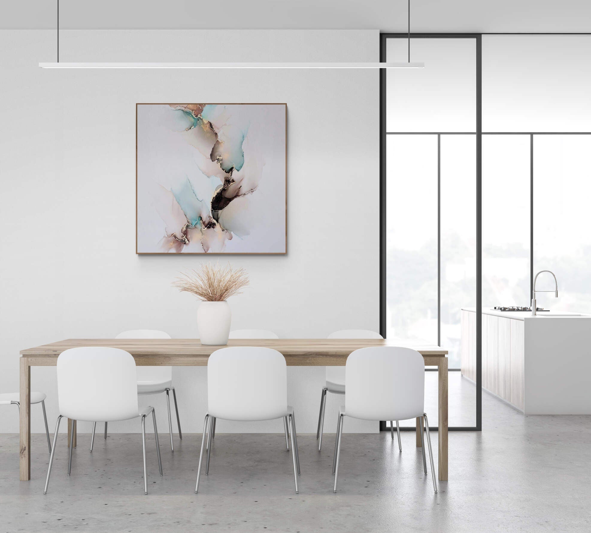 Teal Harmony, original alcohol ink abstract Art Prints, Heavyweight paper, Minimalist Art Prints, Giclee Premium Prints FOSHE ART