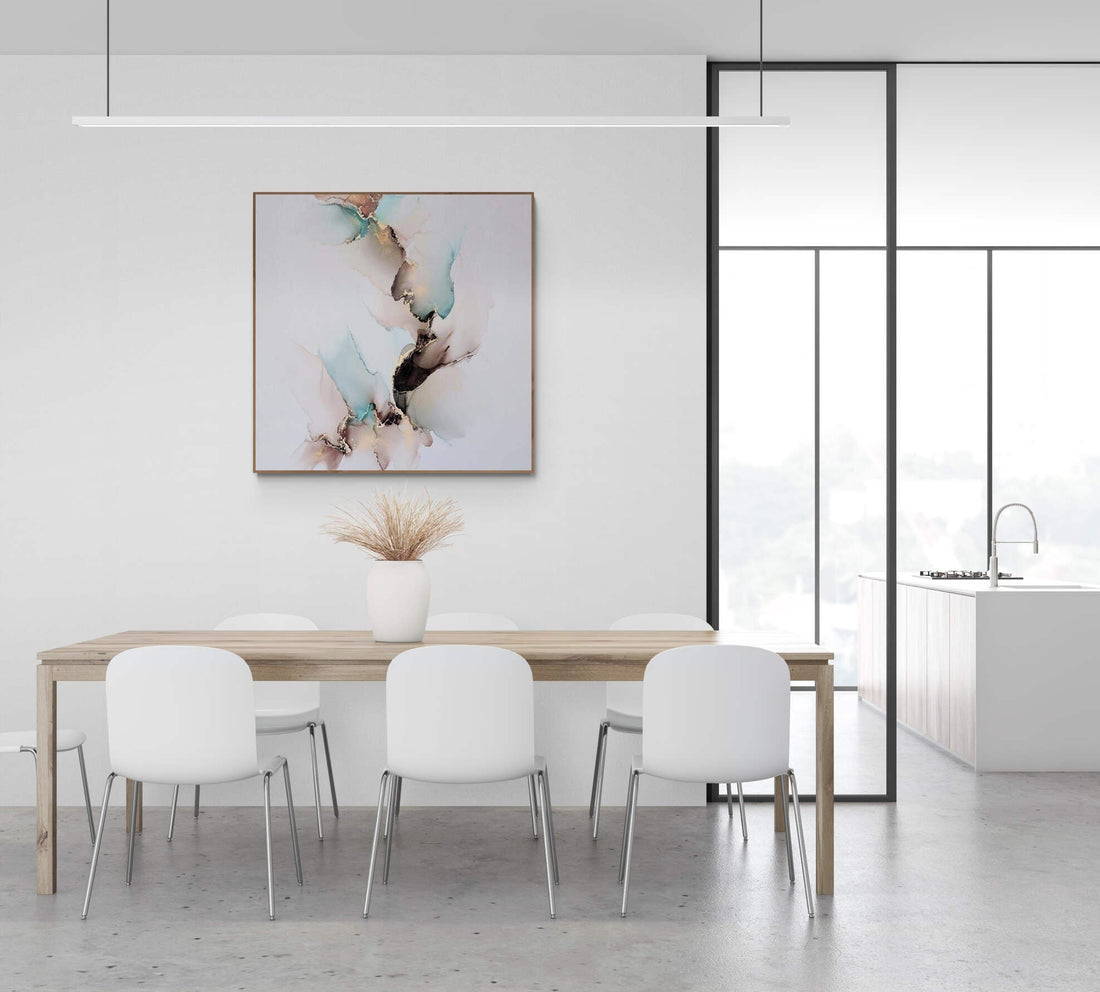 Teal Harmony, original alcohol ink abstract Art Prints, Heavyweight paper, Minimalist Art Prints, Giclee Premium Prints FOSHE ART