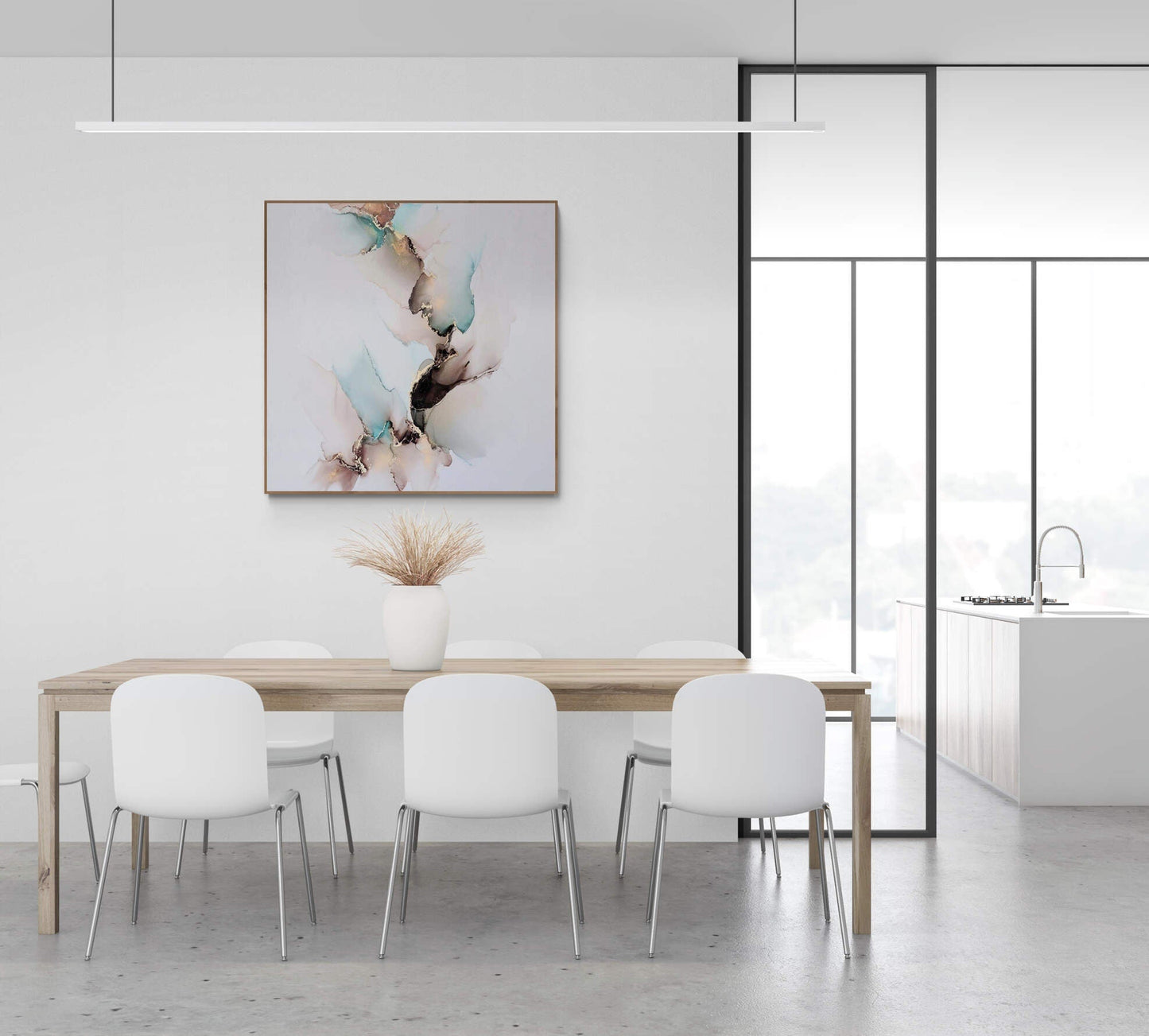 Teal Harmony, original alcohol ink abstract Art Prints, Heavyweight paper, Minimalist Art Prints, Giclee Premium Prints FOSHE ART