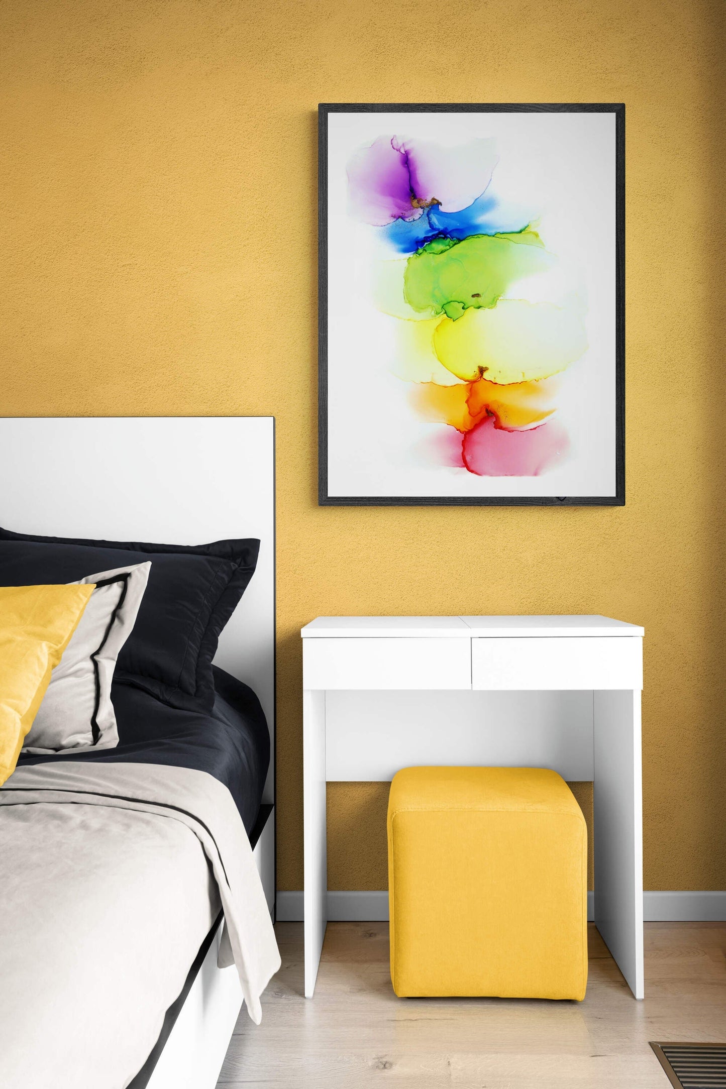 Rainbow, original alcohol ink abstract Art Prints, Minimalist Art Prints, Giclee Premium Prints FOSHE ART