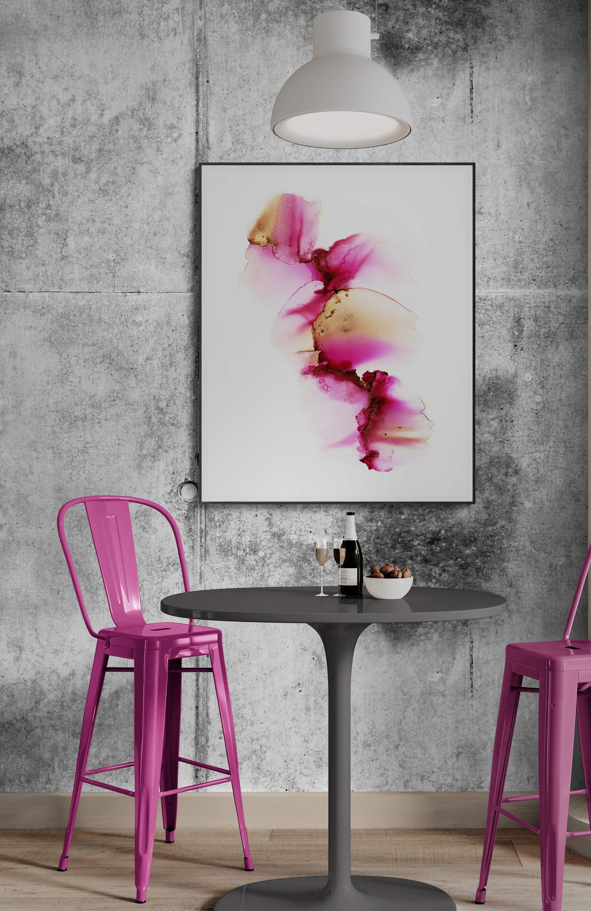 PINK EXPLOSION, original alcohol ink abstract Art Prints, Minimalist Art Prints, Giclee Premium Prints FOSHE ART