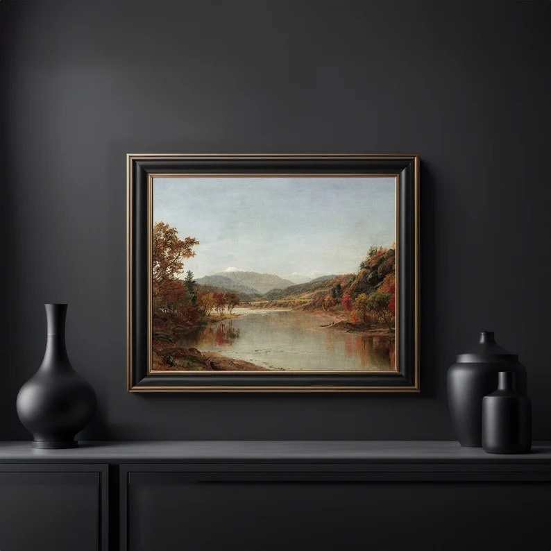 Autumn Landscape Oil Painting, Jasper Francis Cropsey : Mount Washington, Giclee Fine Art Print, Vintage Rustic Country, Rustic Farmhouse