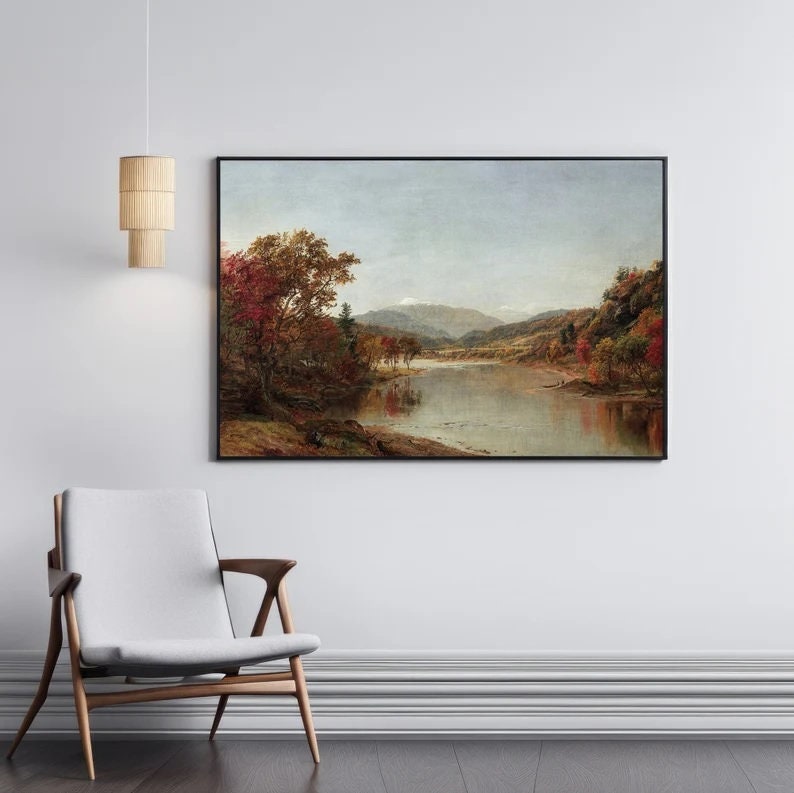 Autumn Landscape Oil Painting, Jasper Francis Cropsey : Mount Washington, Giclee Fine Art Print, Vintage Rustic Country, Rustic Farmhouse