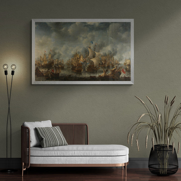 Epic warship painting | The Battle of Terheide | fineart print of original oil painting | Naval painting  | Giclee canvas of battle ships FOSHE ART