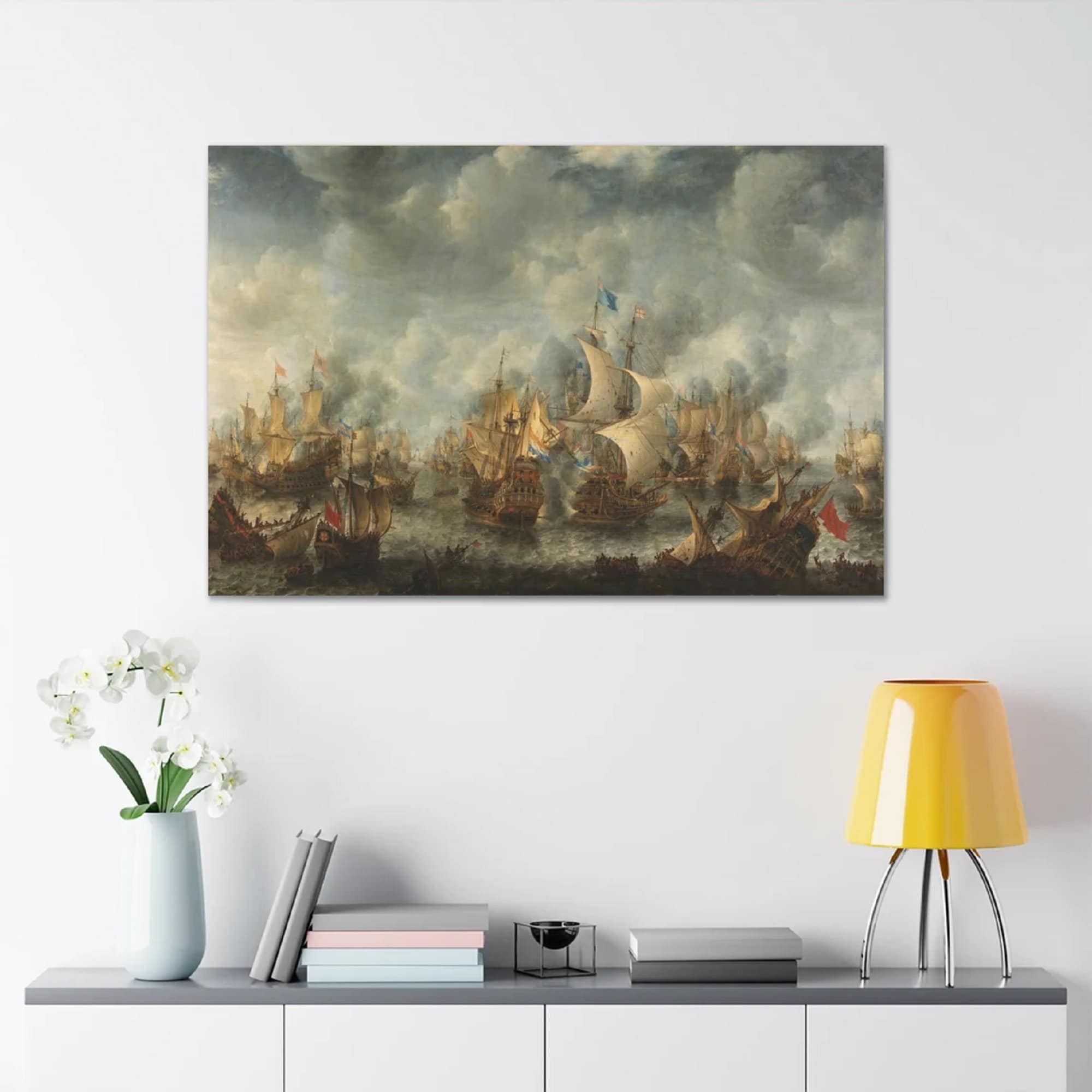 Battle of Terheide Fine Art Giclee Print, Warship Painting FOSHE ART
