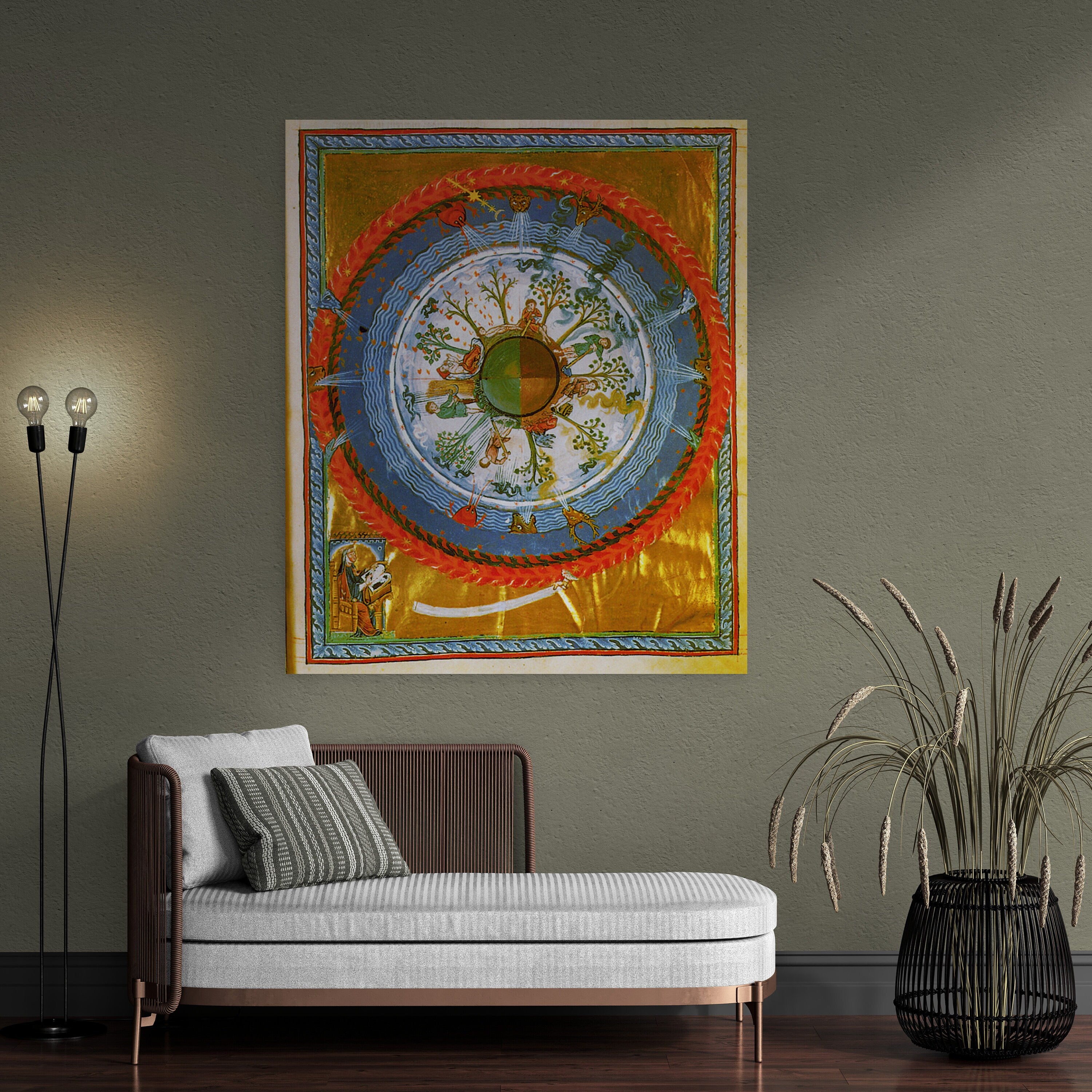 Hildegarde wheel of live fineart print, Mystical Vision, Cultivating Cosmic Tree, giclee print or museum quality poster Catholic Art Gift