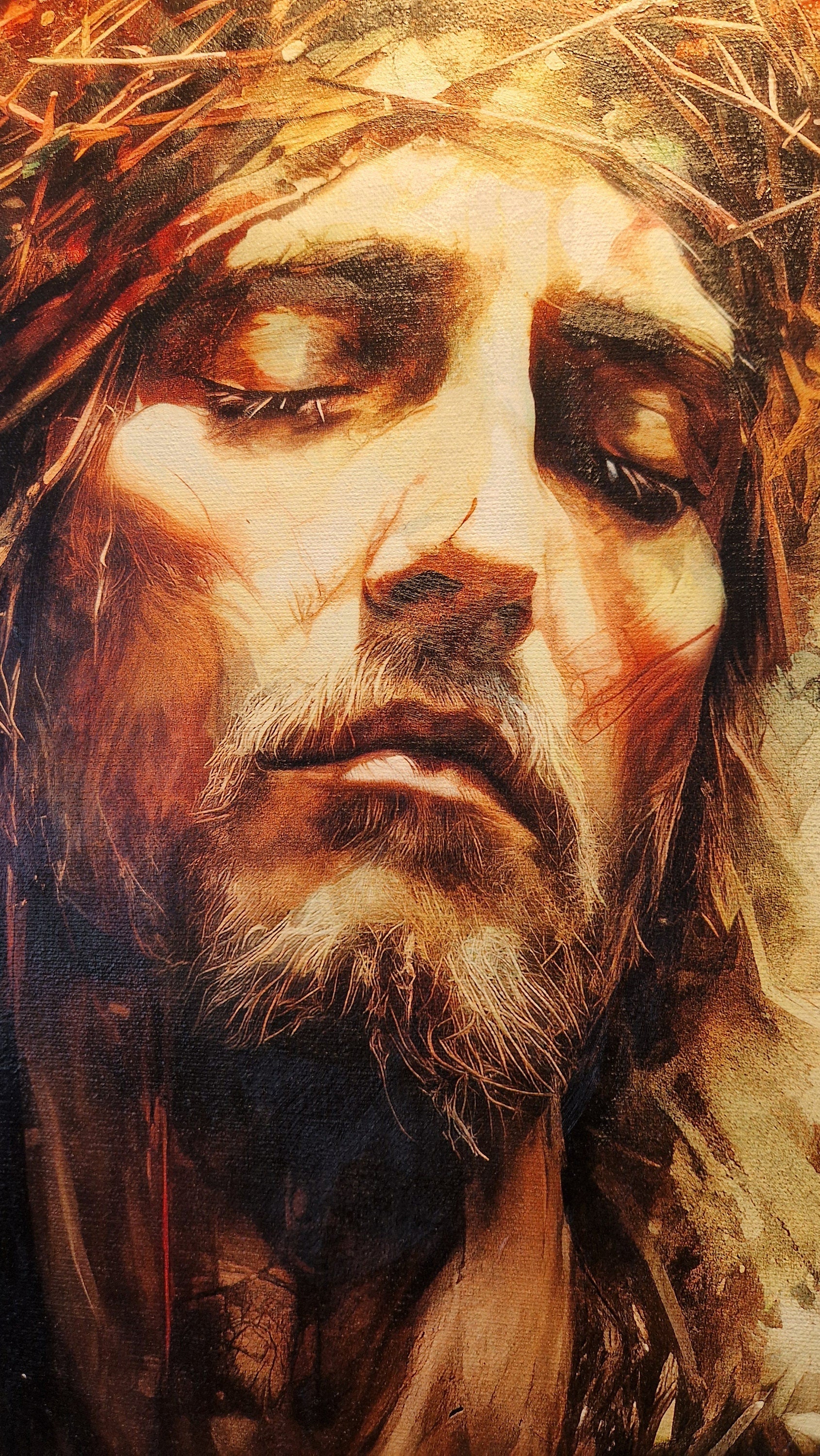 Framed Jesus Canvas Print – Handcrafted Christian Art, Divine Grace FOSHE ART