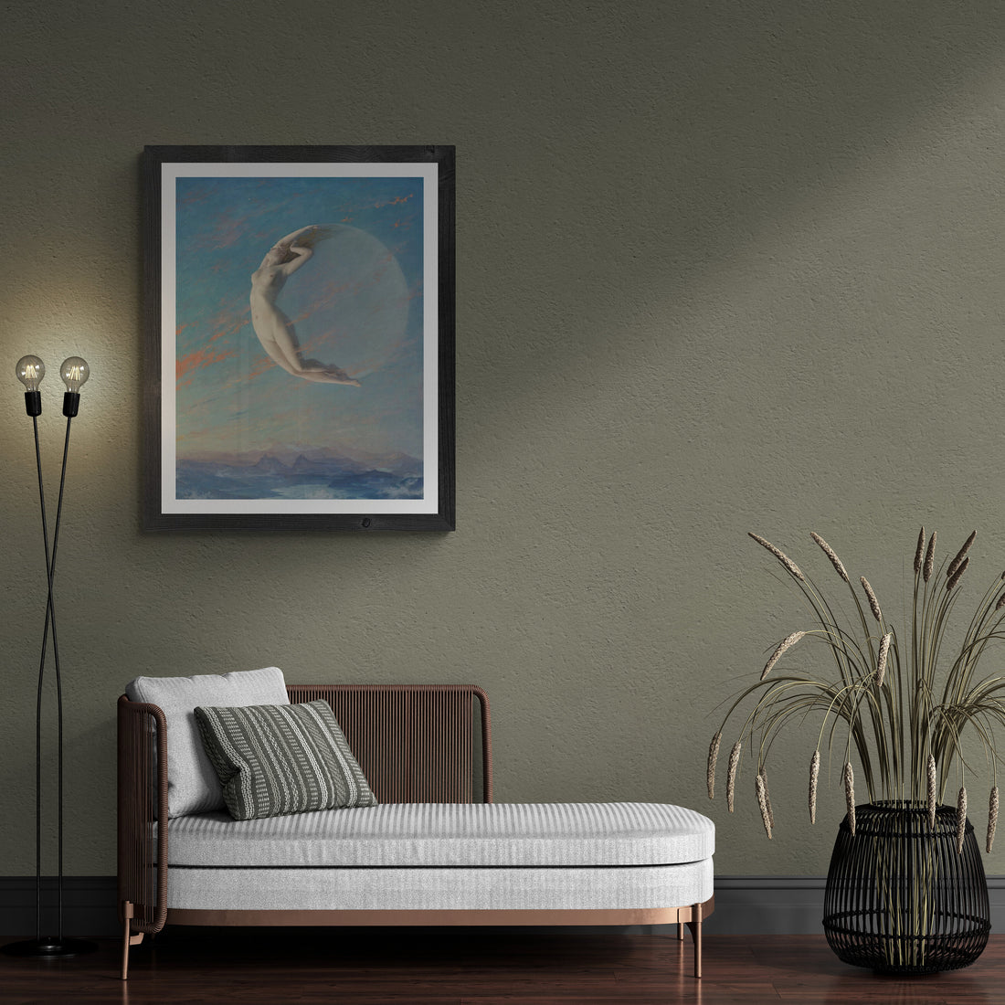 Moonlit Beauty: Vintage Art Reproduction of ‘SELENA’ by Albert Aublet