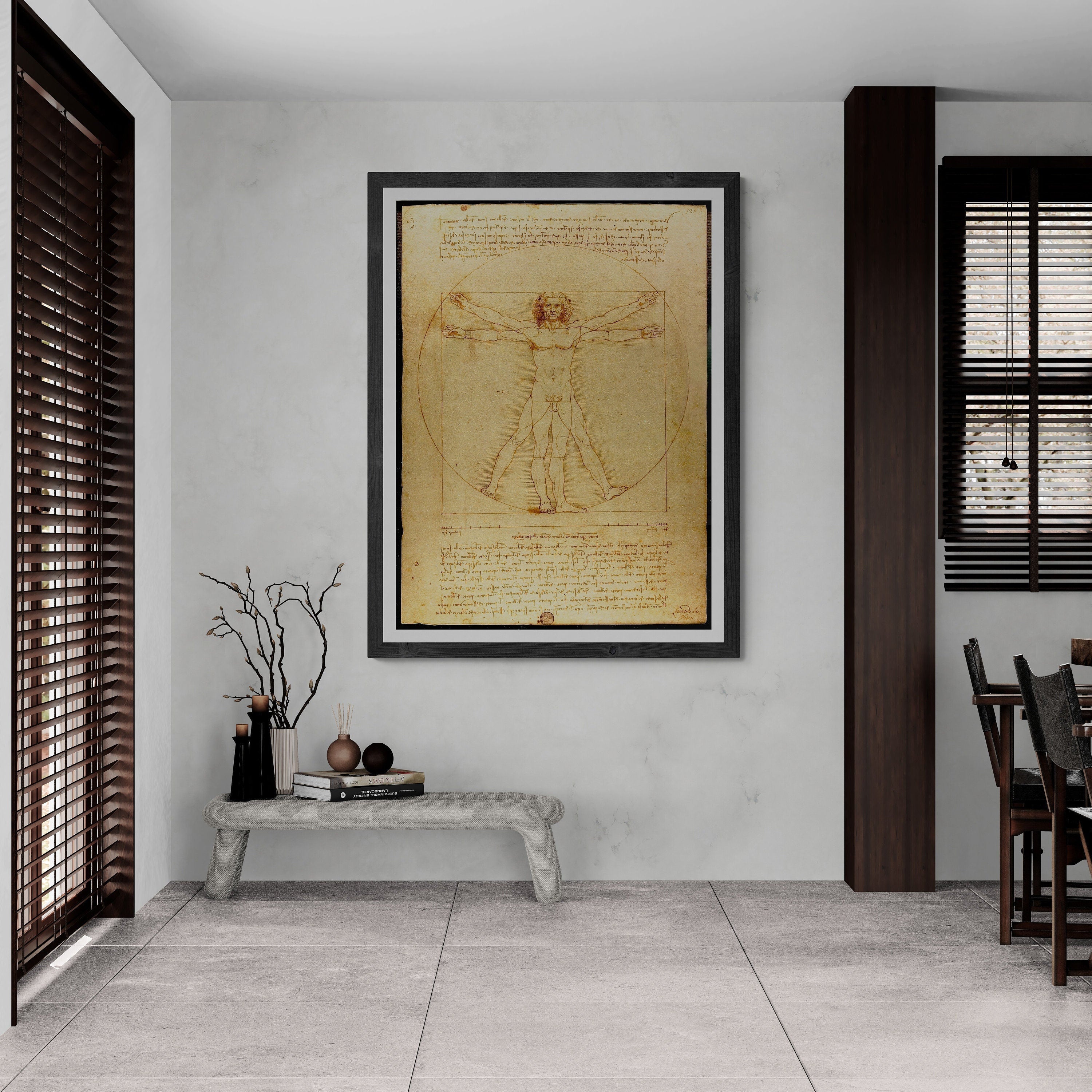 Vitruvian Man Giclée Print: Da Vinci Masterpiece, Heavyweight Paper or Canvas FOSHE ART
