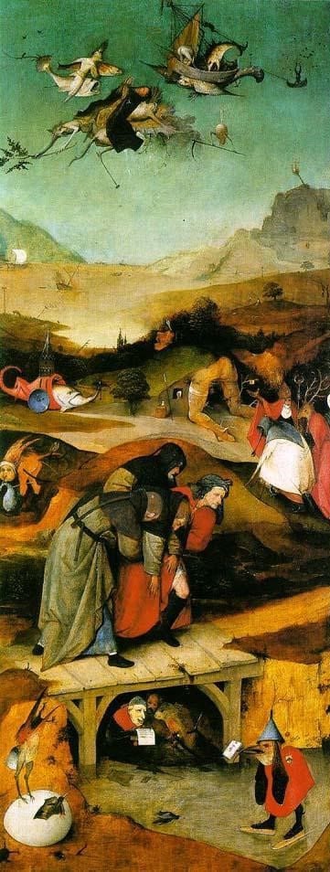 Hieronymus Bosch "Temptation of St Antony" Triptych, Canvas or Paper Print FOSHE ART