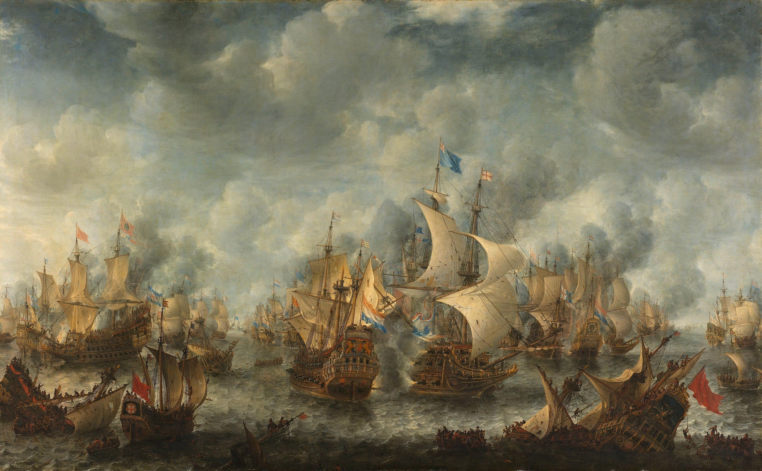 Battle of Terheide Fine Art Giclee Print, Warship Painting FOSHE ART