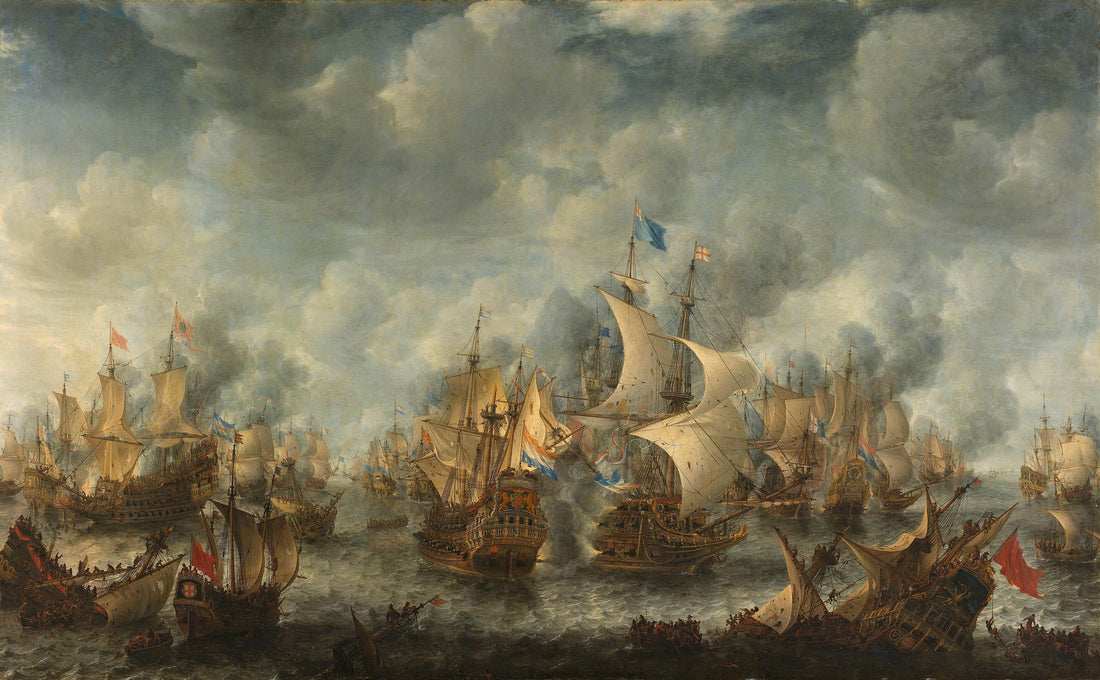 Battle of Terheide Fine Art Giclee Print, Warship Painting FOSHE ART