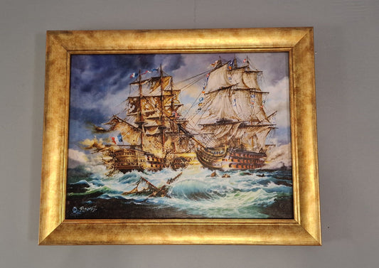Epic Battle of Trafalgar | Giclée Canvas Print of original oil painting | HMS Victory | Tall ship decoration