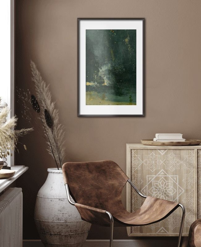 Whistler Nocturne Art Print, Falling Rocket, Vintage Home Decor FOSHE ART