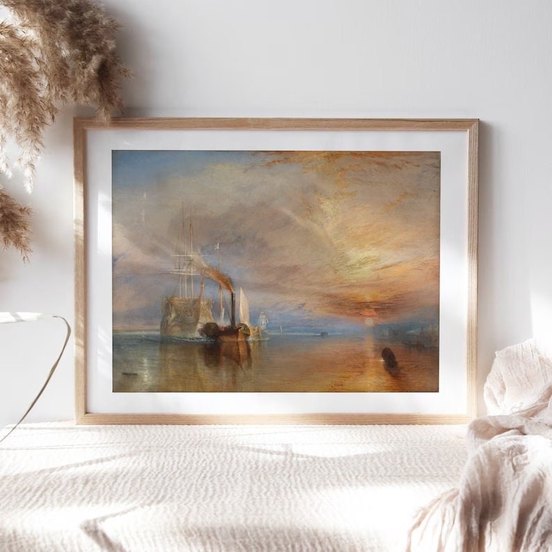 Sail into History: Giclee Print of J.M.W. Turner’s ‘The Fighting Temeraire, Home Decor Wall Art, Turner Gifts, Canvas Print Canvas Art FOSHE ART