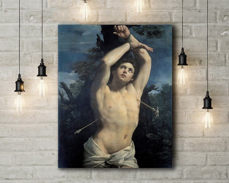 Eternal Grace: The Saint Sebastian Masterpiece by Guido Reni, Heavyweight paper/ art canvas, Catholic Art Prints FOSHE ART