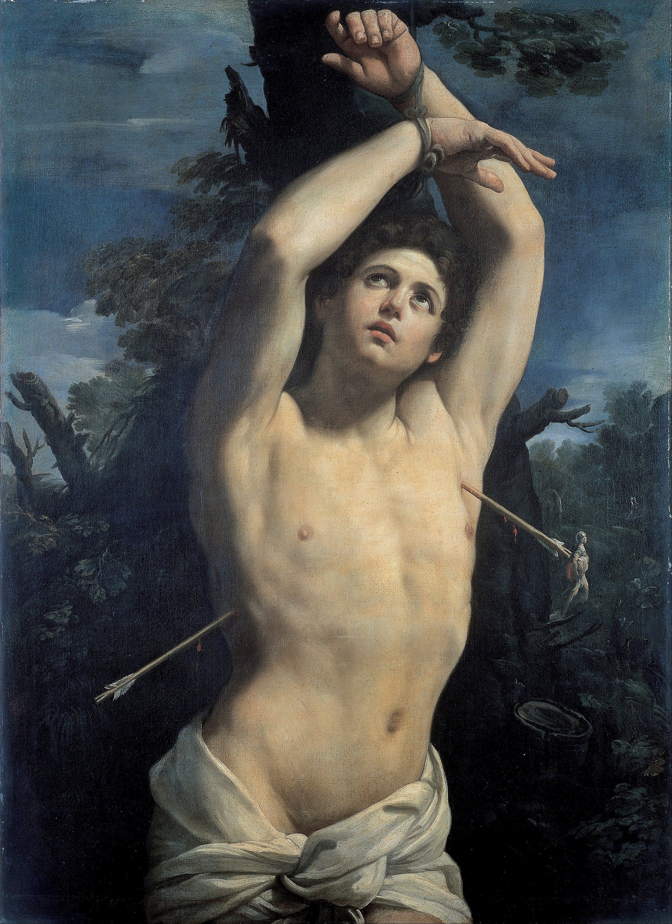 Saint Sebastian by Guido Reni, Framed Canvas Art Print with Brush strokes FOSHE ART