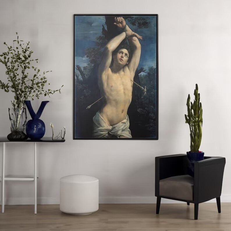 Eternal Grace: The Saint Sebastian Masterpiece by Guido Reni, Heavyweight paper/ art canvas, Catholic Art Prints FOSHE ART