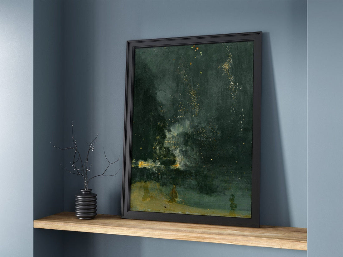 Whistler Nocturne Art Print, Falling Rocket, Vintage Home Decor FOSHE ART