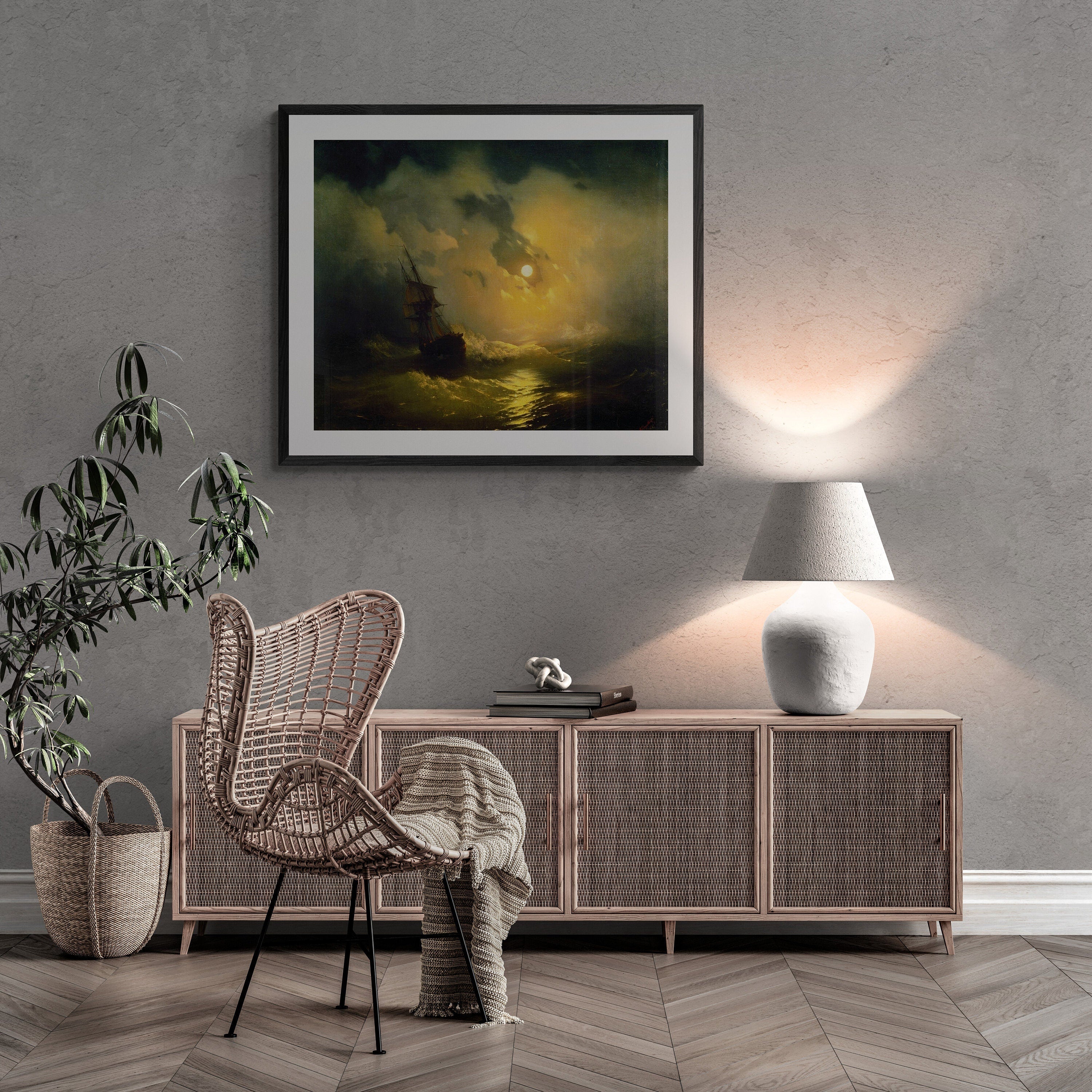 Aivazovsky Stormy Sea at Night Giclée Print: Moonlit Waves FOSHE ART