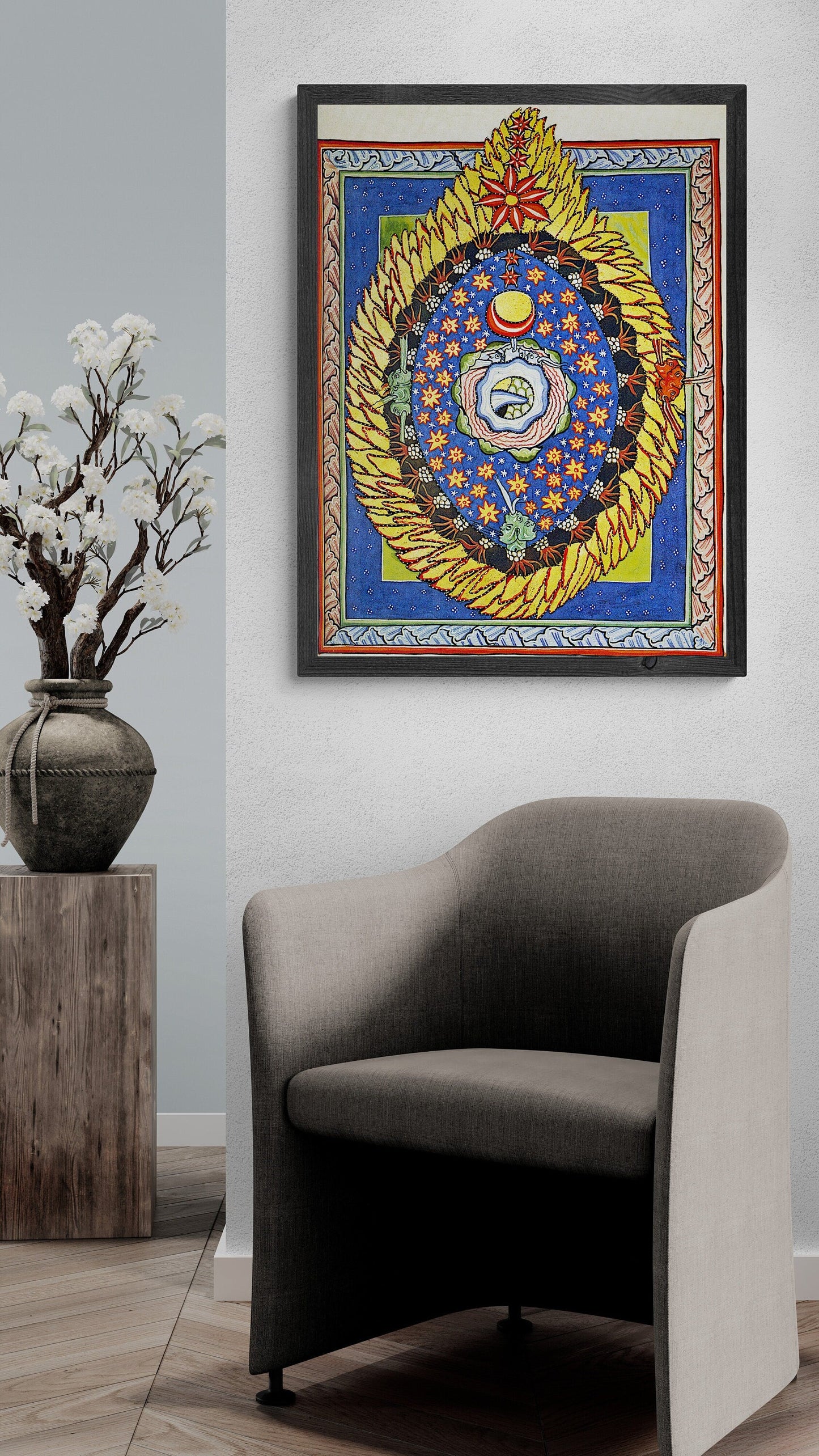 Mystical Visions: Hildegard von Bingen God, Cosmos, and Humanity, Premium Reproduction Print on Heavyweight paper/ real art canvas or poster FOSHE ART