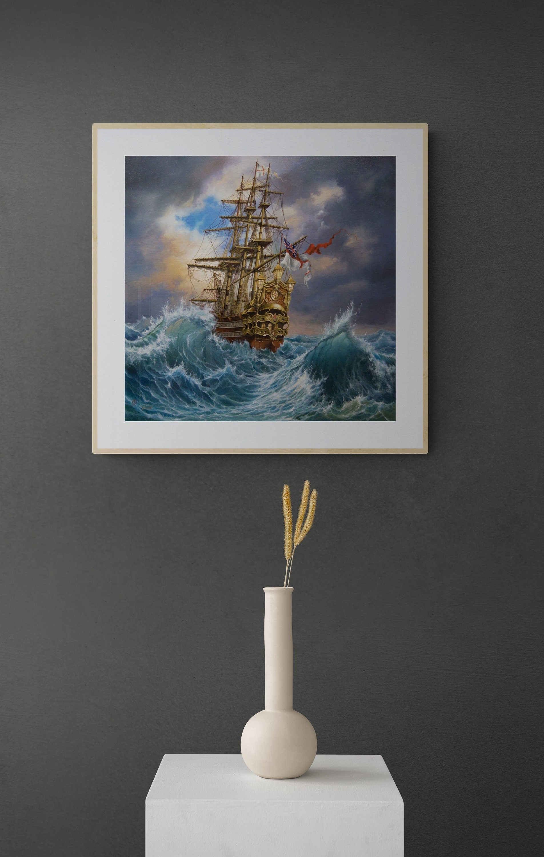 Tall Ship Giclée Art Print, Seascape Painting, Home Decor Gift FOSHE ART