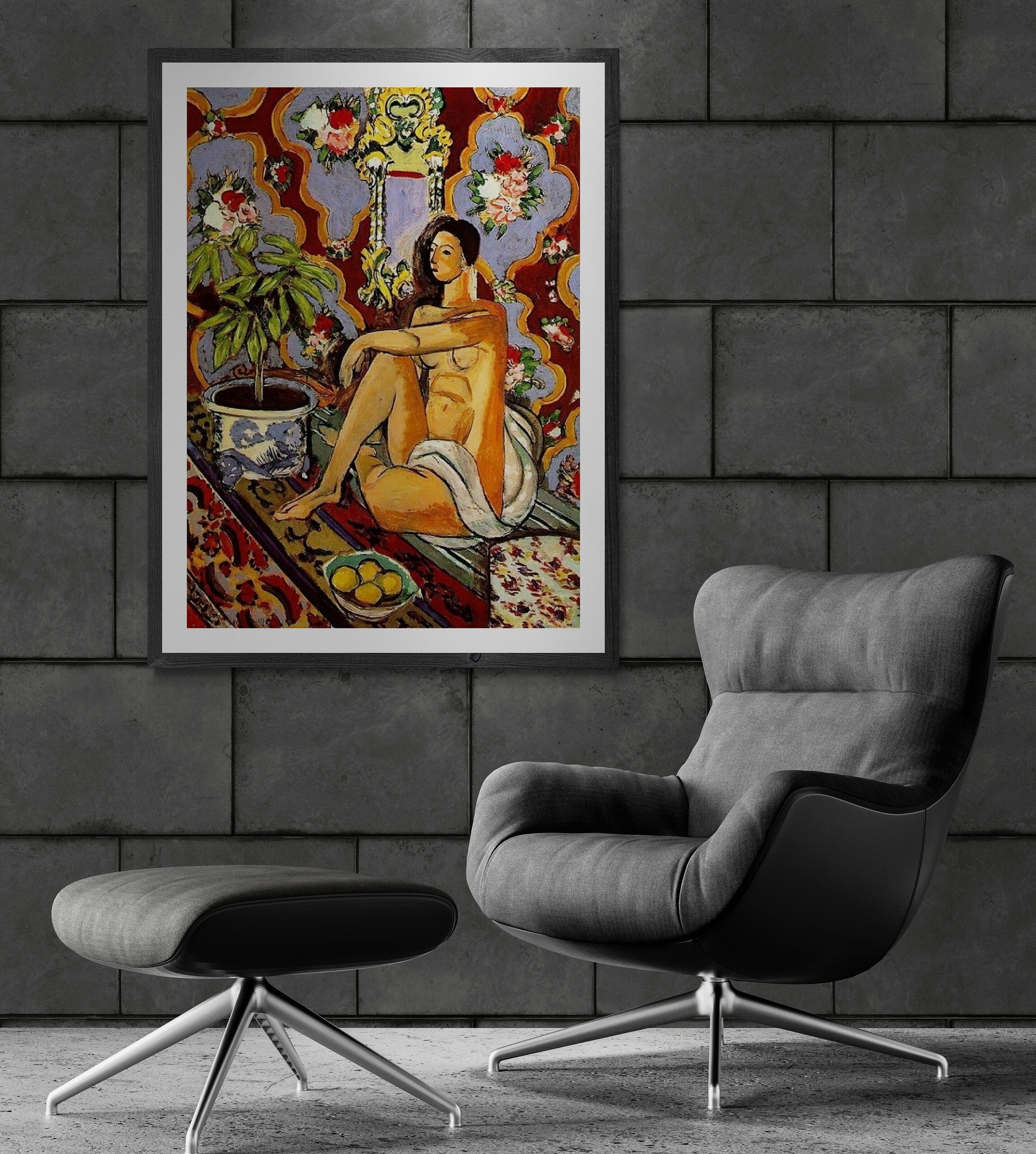 Matisse Figure With Flowery Background: Giclée Fine Art Print for Art Lovers, Heavyweight paper/ art canvas