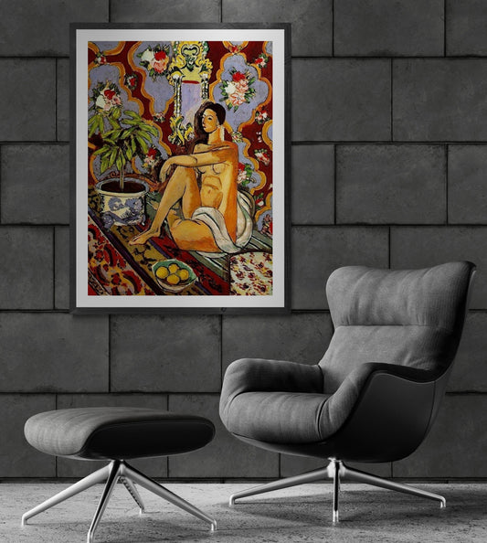 Matisse Figure With Flowery Background: FineArt Print, Heavyweight Paper, Museal Poster, Canvas or Hand Finished 3D Print with brush strokes FOSHE ART