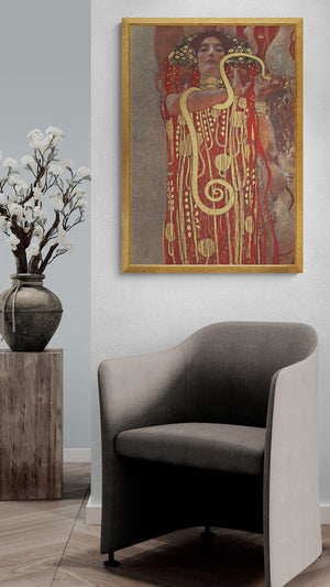 Golden Goddess: Hygeia Giclee Art Print by Gustav Klimt, Heavyweight paper/ art canvas, 3D printed with texture and brush strokes