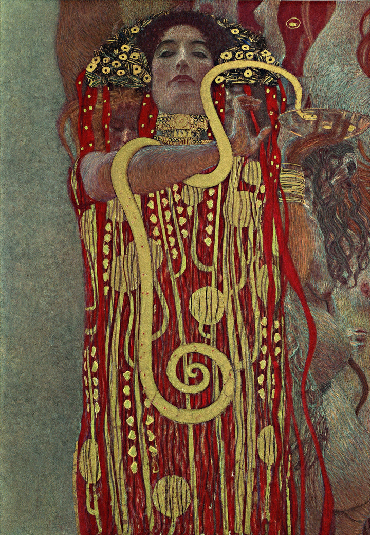 Golden Goddess: Hygeia Giclee Art Print by Gustav Klimt, Heavyweight paper/ art canvas, 3D printed with texture and brush strokes FOSHE ART