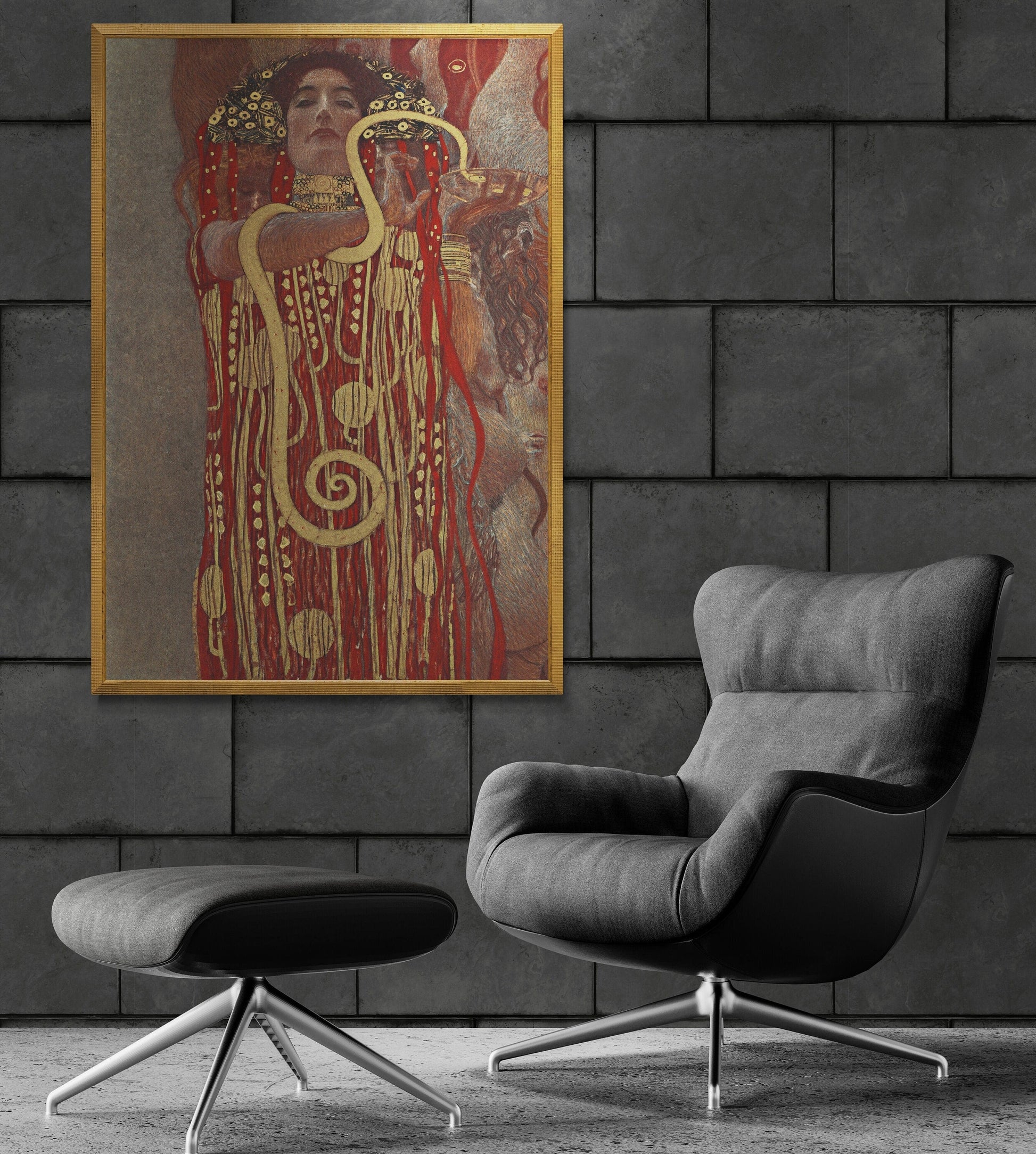 Golden Goddess: Hygeia Giclee Art Print by Gustav Klimt, Heavyweight paper/ art canvas, 3D printed with texture and brush strokes FOSHE ART