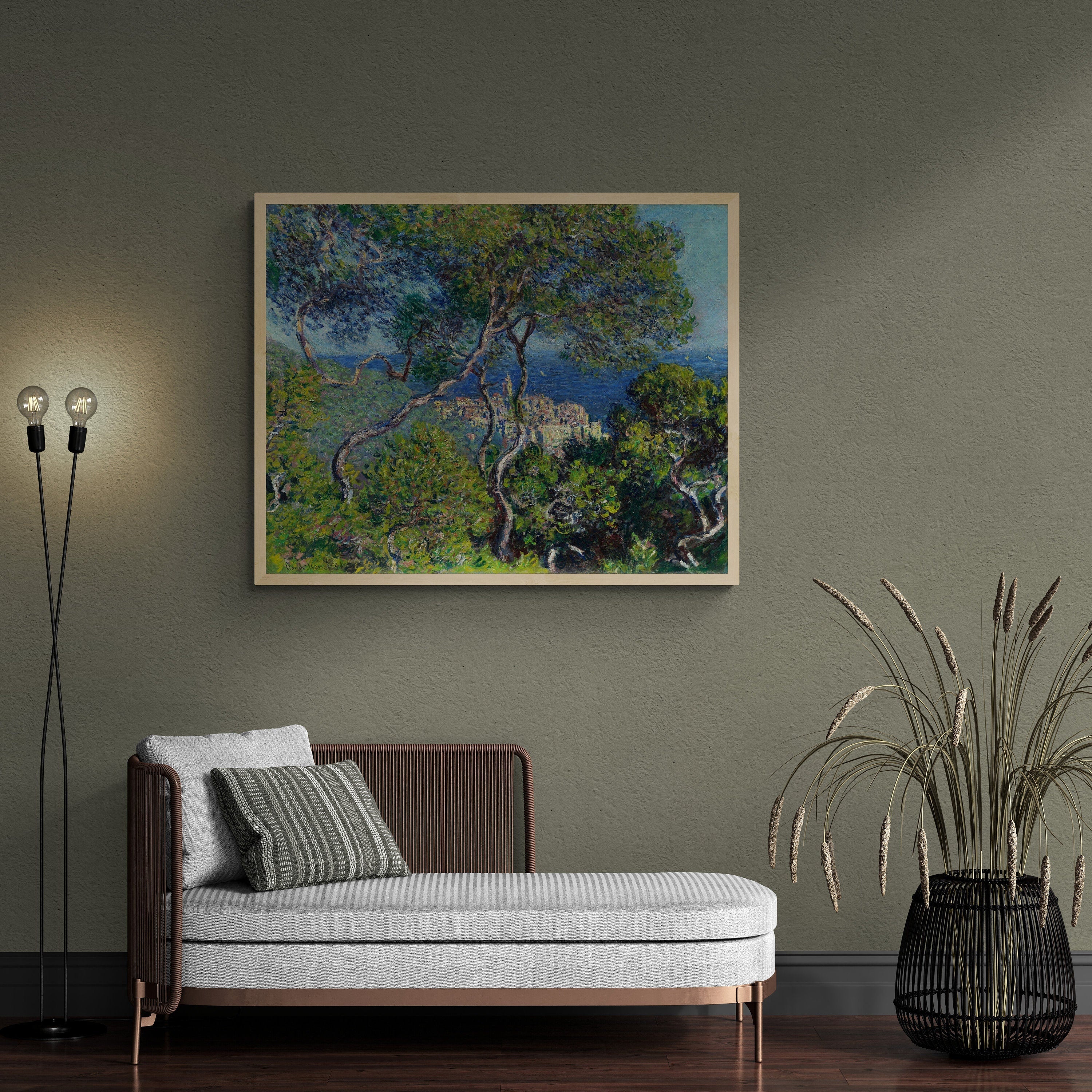 Monet Bordighera Giclée Art Print: Green Tree Landscape, Textured Canvas or Paper FOSHE ART