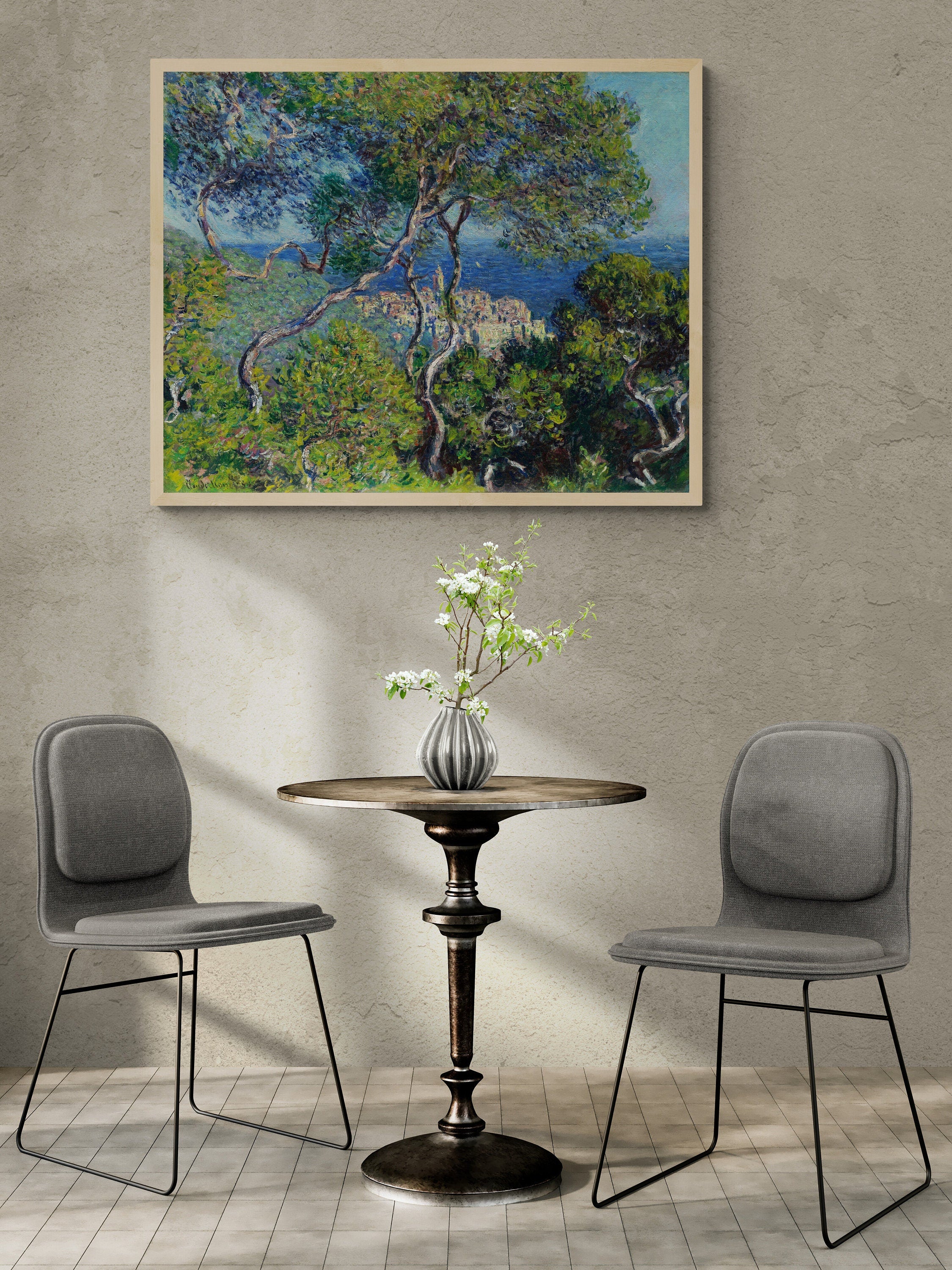 Serene Green: Claude Monet’s ‘Bordighera’ Premium Giclée Art Print, Heavyweight paper/ art canvas, 3D printed with texture and brush strokes